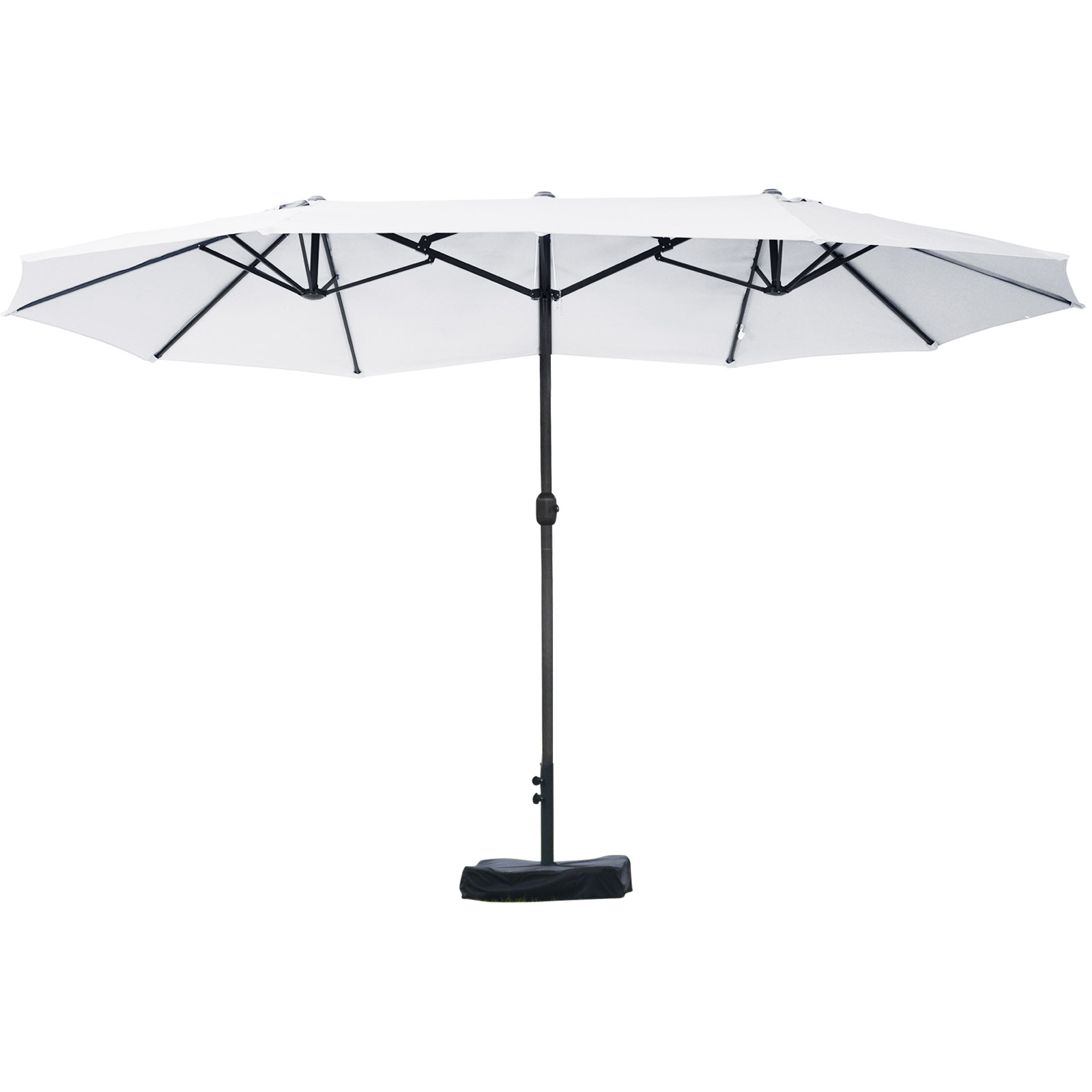 Outsunny Ombrellone Doppio a 12 Stecche con Base a Croce e Manovella, in Acciaio e Poliestere, 455x265x238 cm, Beige Aosom Italy