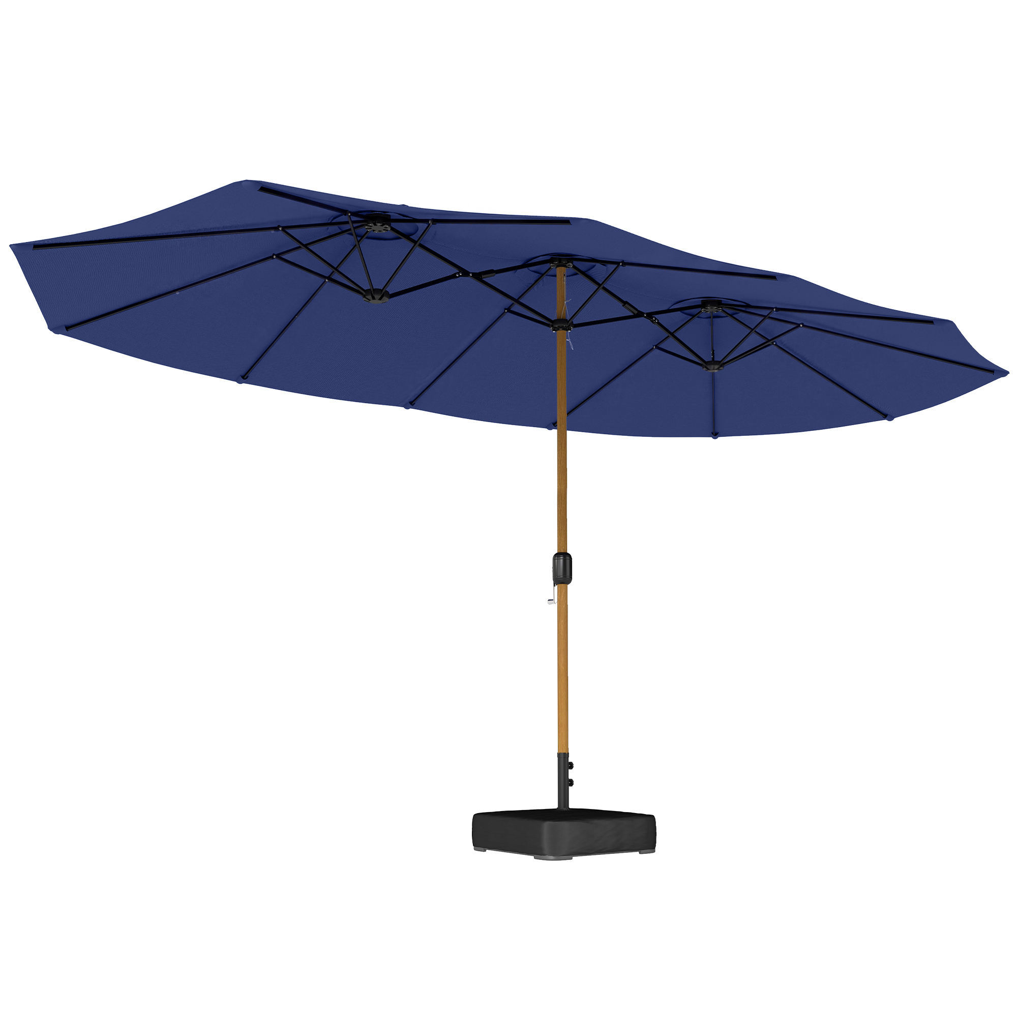 Outsunny Ombrellone Doppio a 12 Stecche con Manovella, Base a Croce e Sacchi di Sabbia, 4.7x2.8 m, Blu Scuro Aosom Italy Outsunny Ombrellone Doppio a 12 Stecche con Manovella, Base a Croce e Sacchi di Sabbia, 4.7x2.8 m, Blu Scuro Aosom Italy