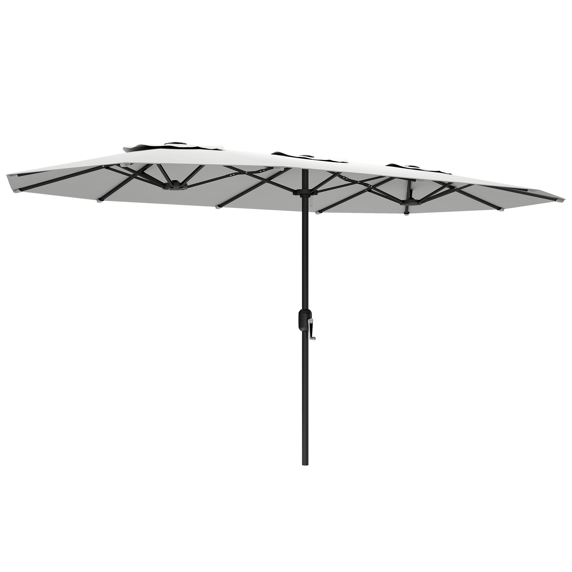 Outsunny Ombrellone Doppio a 12 Stecche con Manovella, in Metallo e Poliestere, 4.6x2.7 m, Bianco Aosom Italy