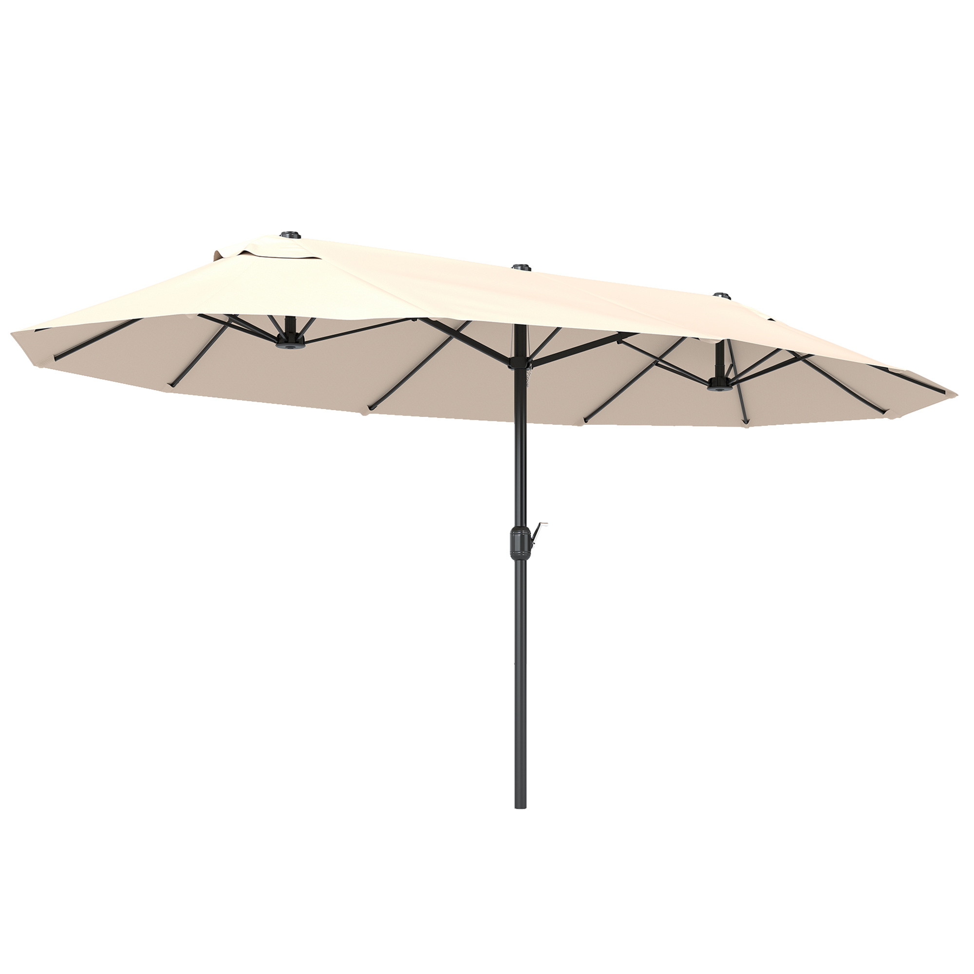 Outsunny Ombrellone Parasole da Giardino Esterno Tessuto Poliestere 4.6 x 2.4m Beige Aosom