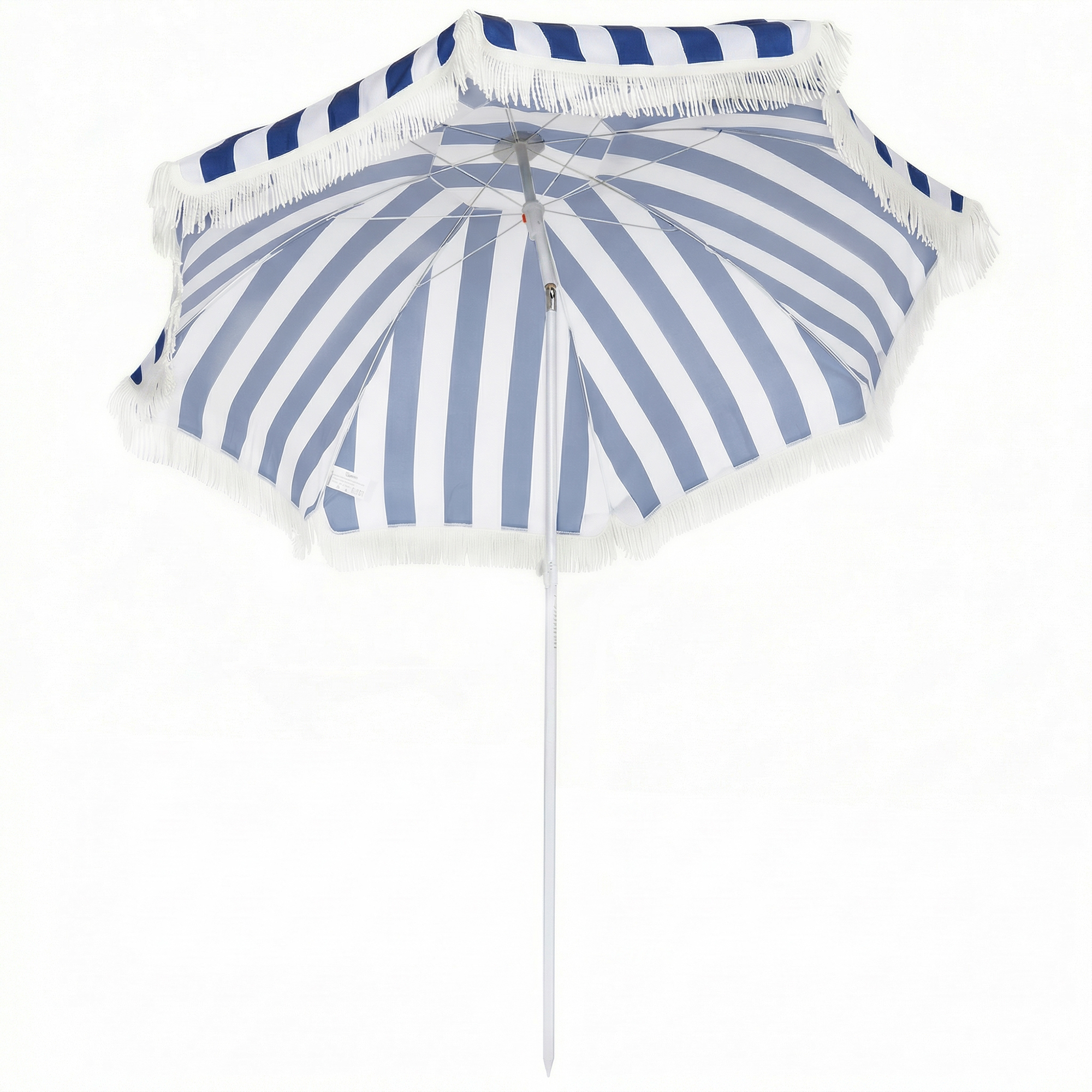 Outsunny Ombrellone spiaggia Ø180 cm con inclinazione 30°, Blu e Bianco Aosom Italy