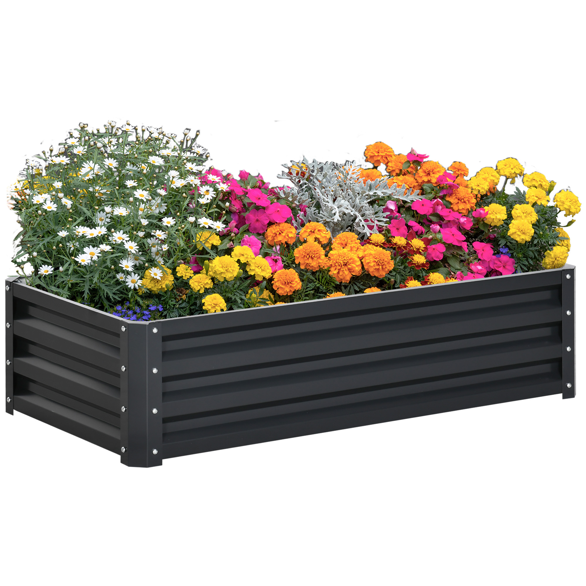 Outsunny Ortica rettangolare da giardino in lamiera ondulata 120 x 60 x 30,5 cm grigio Outsunny Ortica rettangolare da giardino in lamiera ondulata 120 x 60 x 30,5 cm grigio