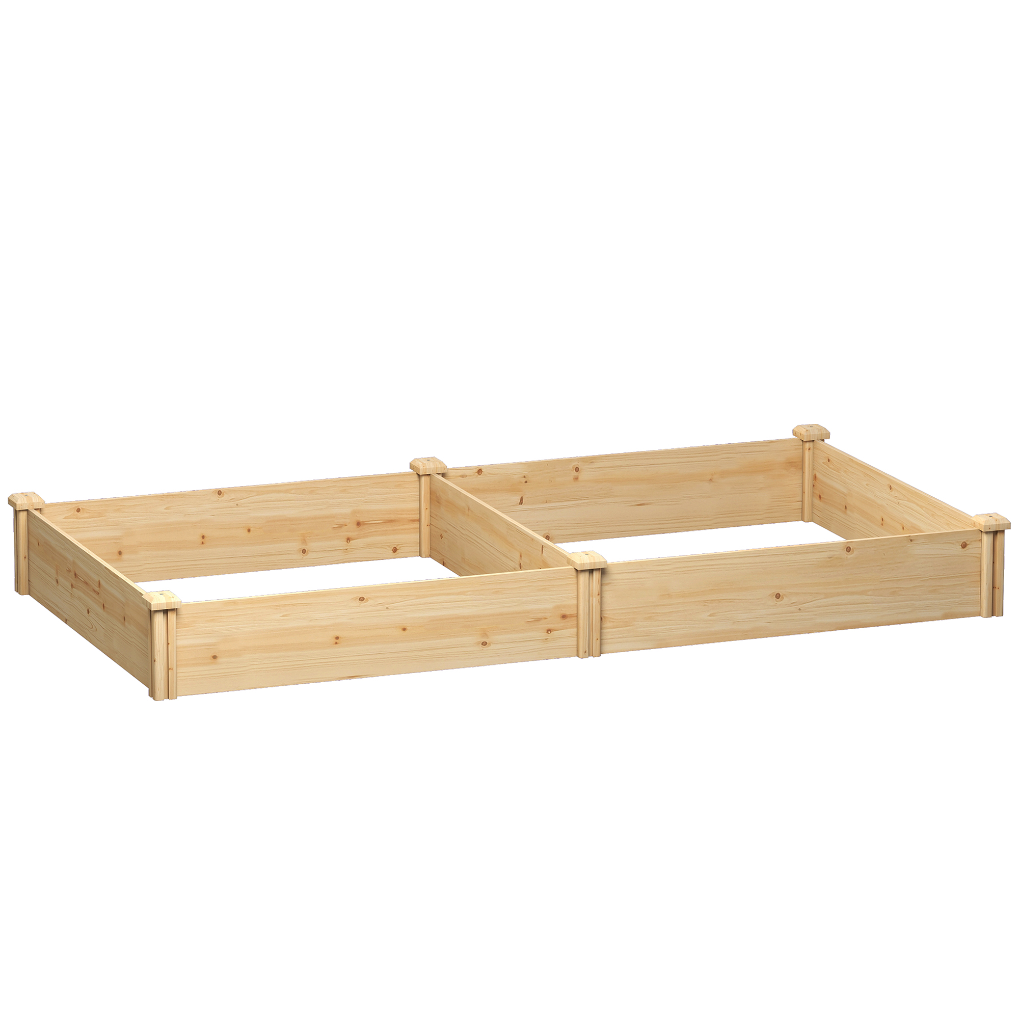 Outsunny Orto in Cassetta con Divisorio Centrale e Fondo Aperto, in Legno di Abete, 235x121x26 cm, color Legno Aosom Italy