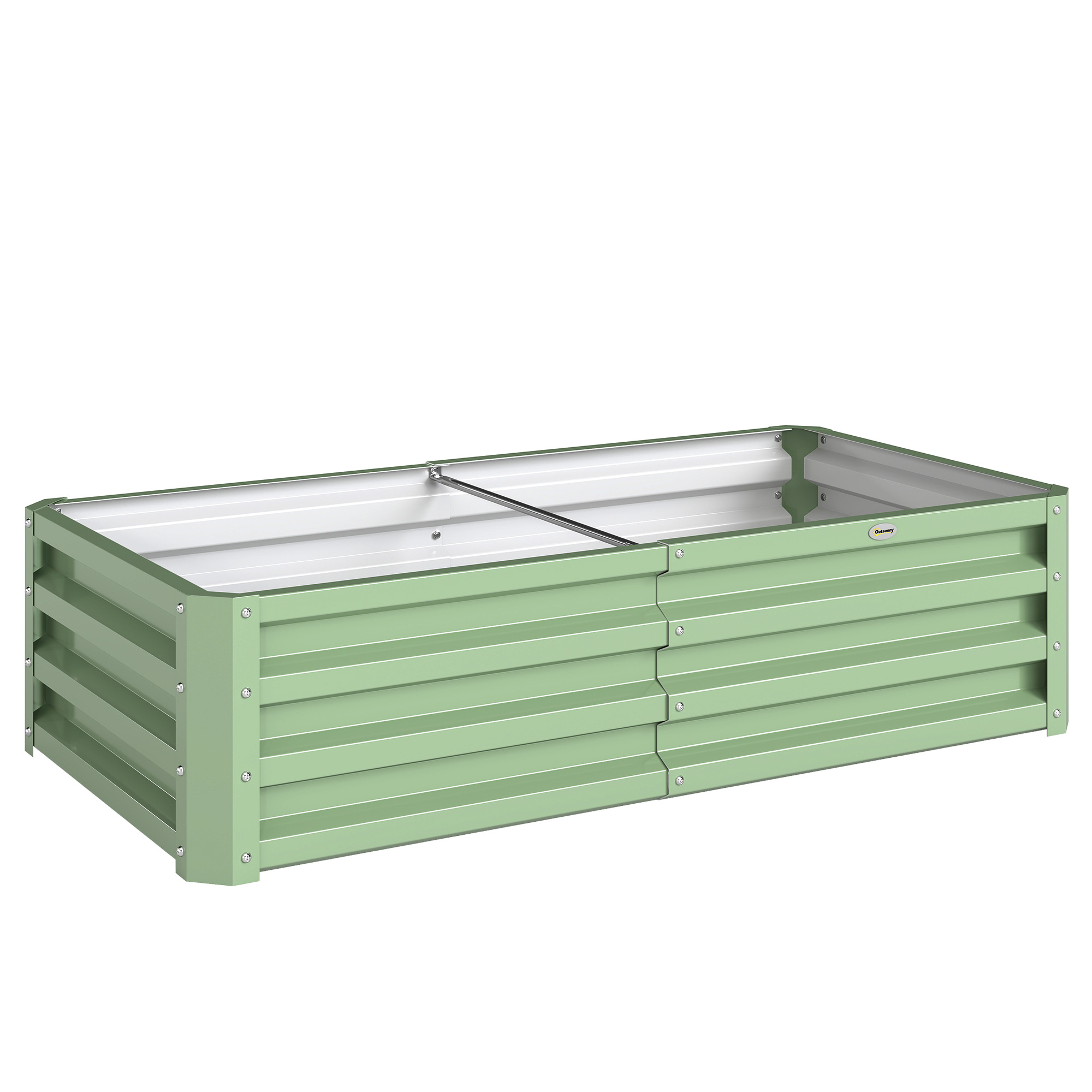 Outsunny Orto rettangolare da giardino in acciaio ondulato, 120x60x30,5 cm, Verde Aosom Italy