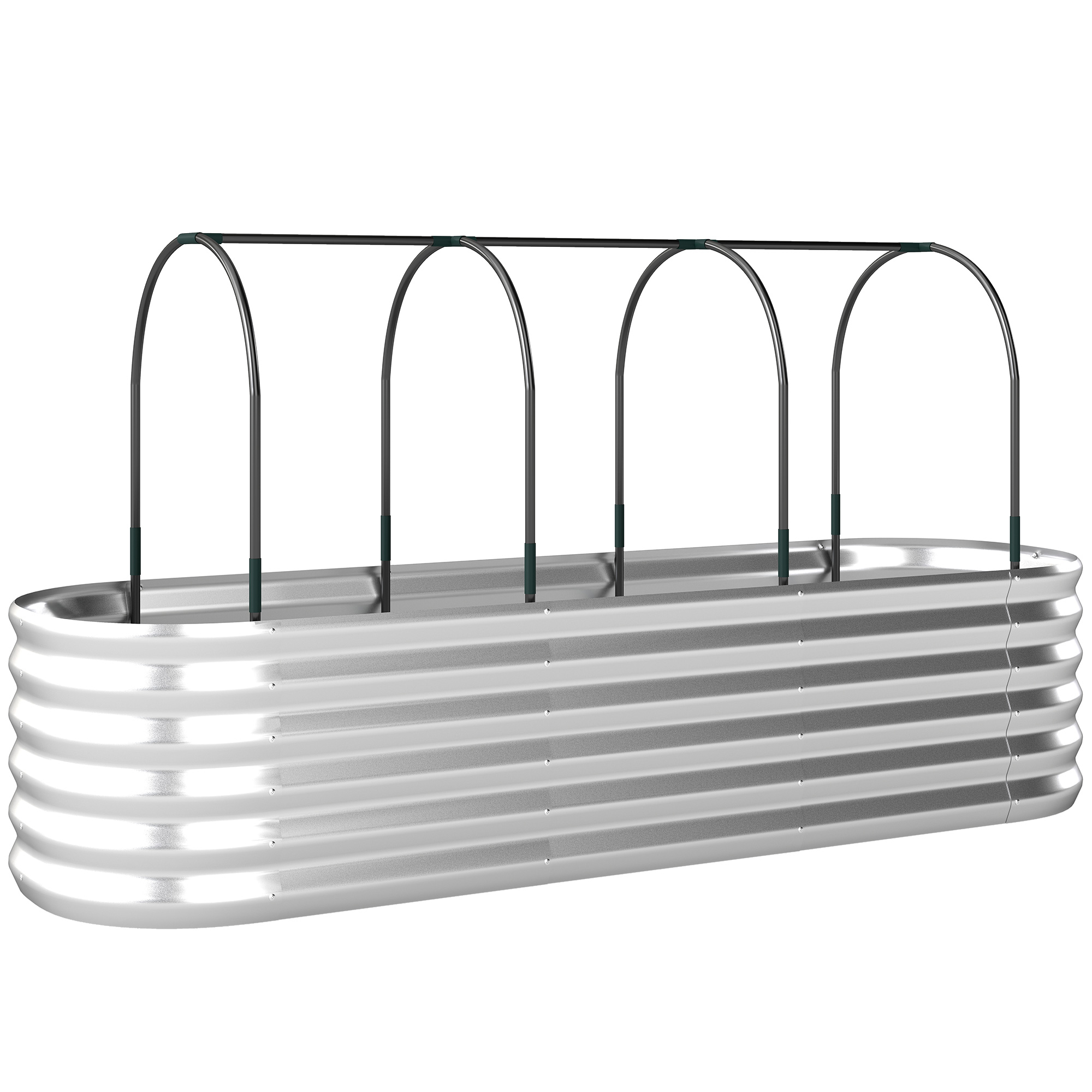 Outsunny Orto Rialzato e Fioriera con Graticcio e Serra, 200x60x103 cm, Argento Aosom Italy Outsunny Orto Rialzato e Fioriera con Graticcio e Serra, 200x60x103 cm, Argento Aosom Italy