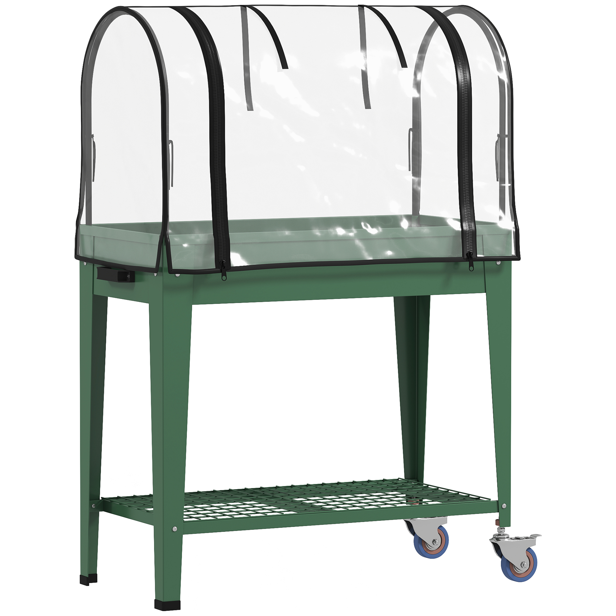 Outsunny Orto Urbano Rialzato con Ruote Copertura a Serra e Ripiano Inferiore per Coltivazione Piante 80x40x120 cm Verde Aosom Italy Outsunny Orto Urbano Rialzato con Ruote Copertura a Serra e Ripiano Inferiore per Coltivazione Piante 80x40x120 cm Verde Aosom Italy