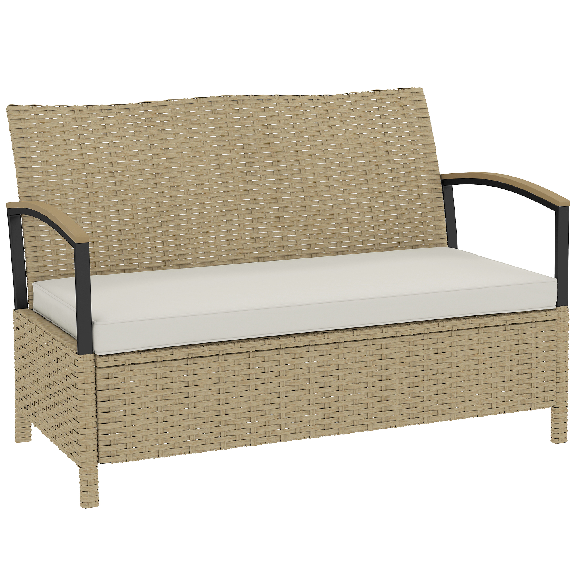 Outsunny Panca Contenitore 125L con Cuscino Imbottito, in Metallo, 123x70x82 cm, Cachi Aosom Italy