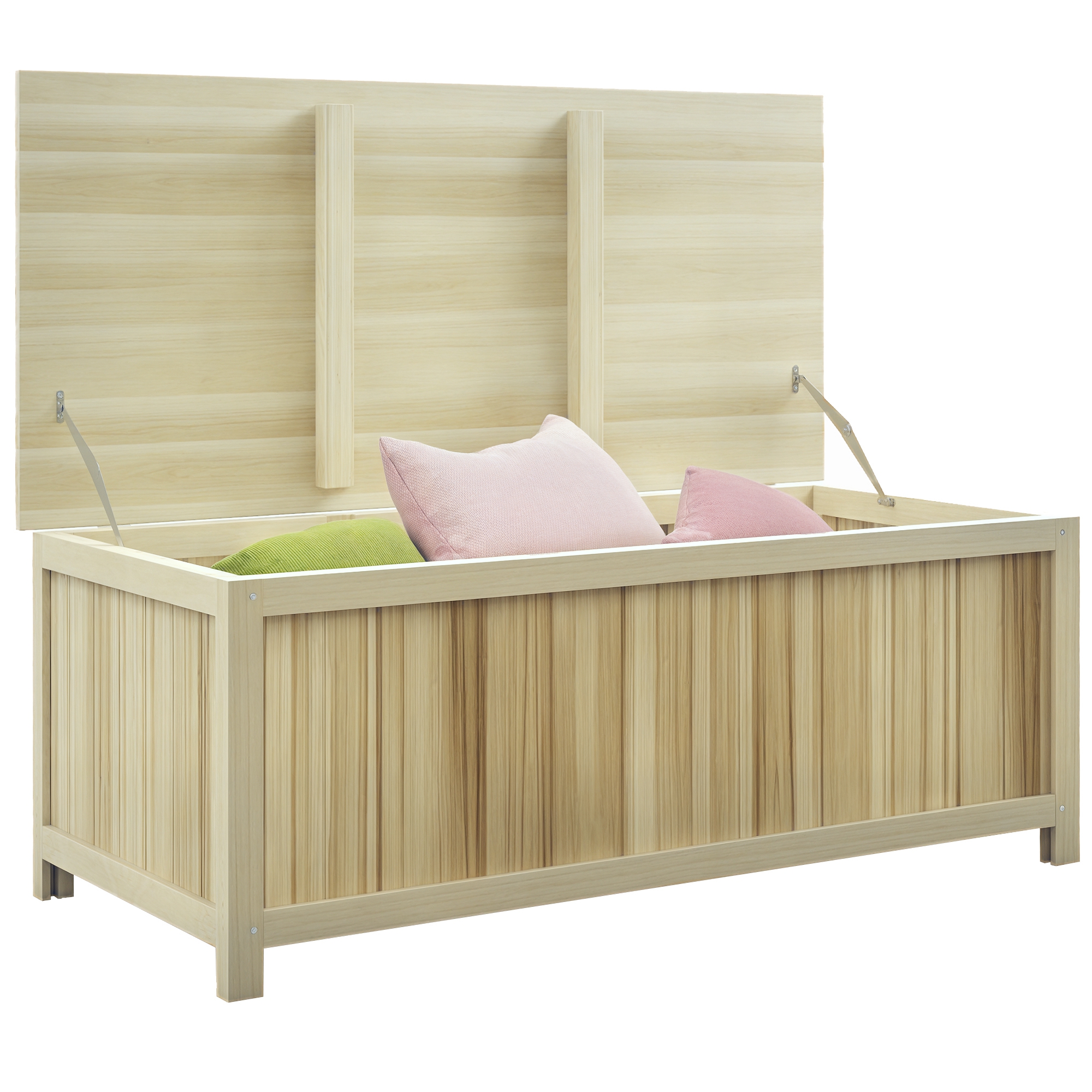 Outsunny Panca Contenitore da Giardino da 172L in Legno di Abete, 120x55x45cm, Colore Legno Aosom