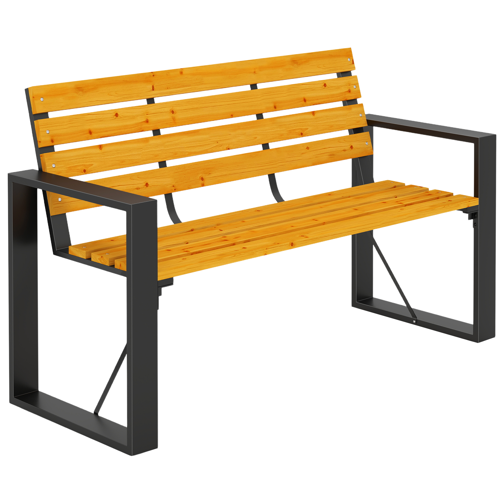 Outsunny Panca da Giardino 2 Posti Impermeabile Panca in Legno con Design a Doghe e Braccioli, Panca fino a 240 kg Legno naturale Aosom Italy