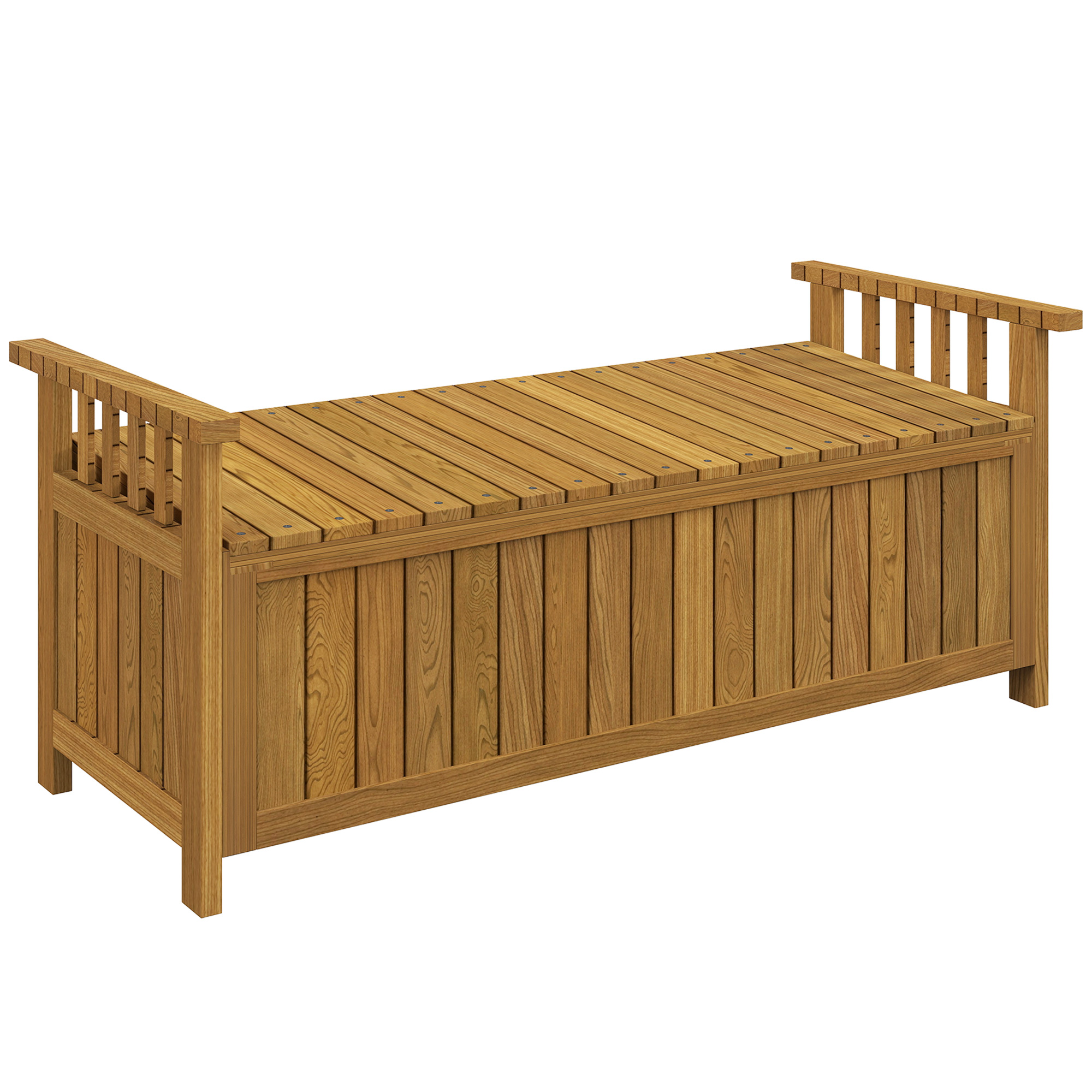 Outsunny Panca da giardino 2 posti in legno con vano da 151L panca da esterno con braccioli 128,5 x 56 x 53,5 cm marrone Aosom Italy Outsunny Panca da giardino 2 posti in legno con vano da 151L panca da esterno con braccioli 128,5 x 56 x 53,5 cm marrone Aosom Italy