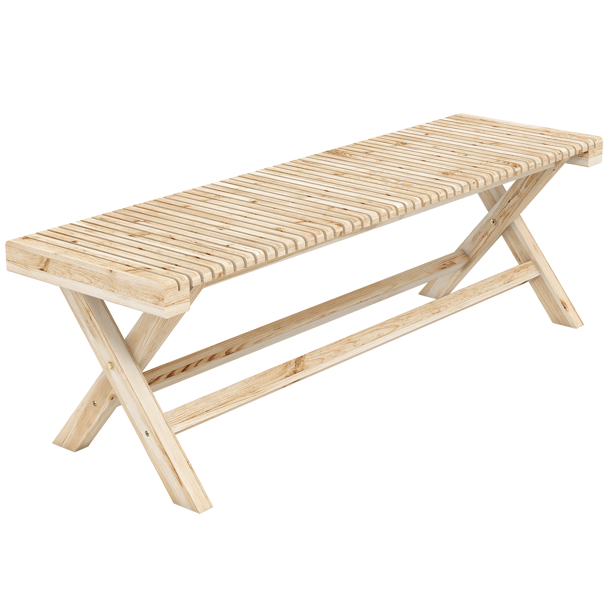 Outsunny Panca da Giardino in Legno Massello, Panca con Seduta a Doghe Effetto Legno, 140 x 40 x 43 cm, Legno Naturale Aosom Italy