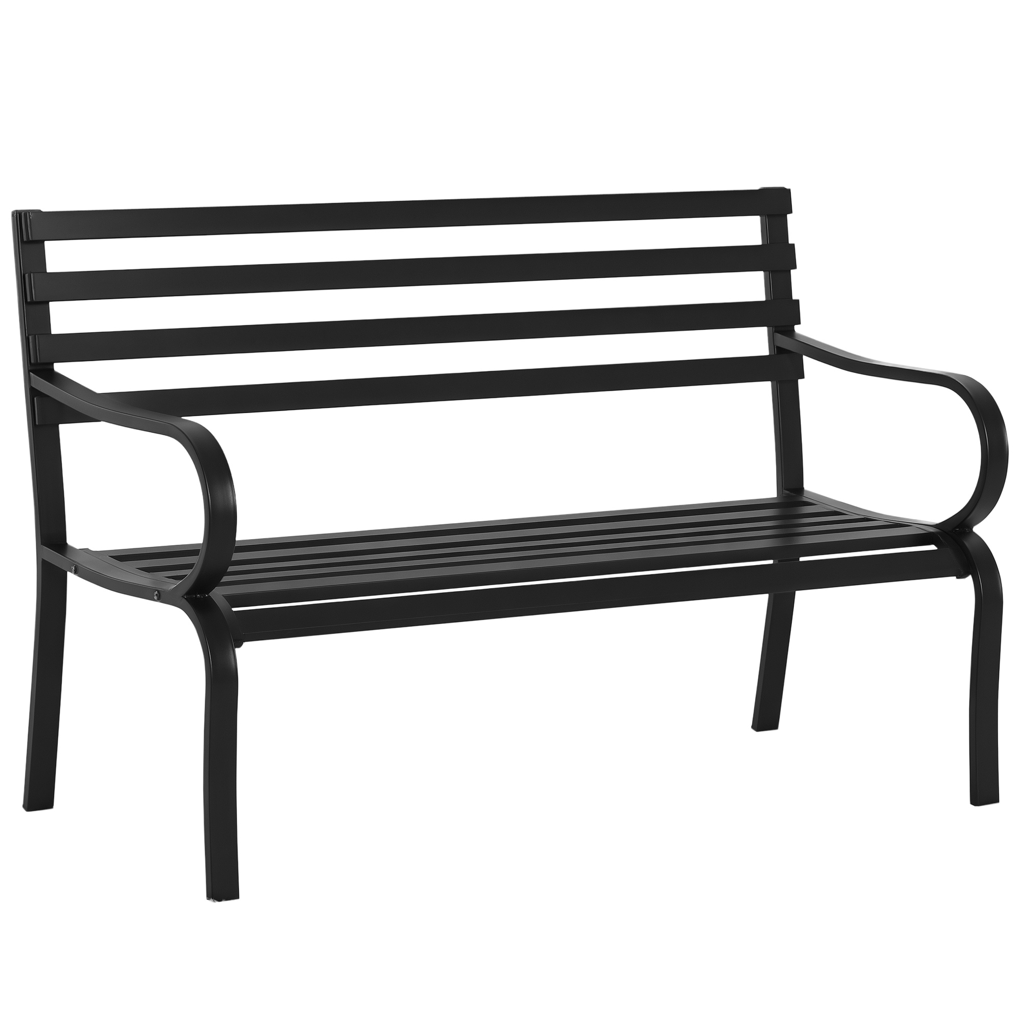 Outsunny Panca da giardino sedia da giardino in metallo 2 posti impermeabile nero 127 x 62 x 82 cm Aosom