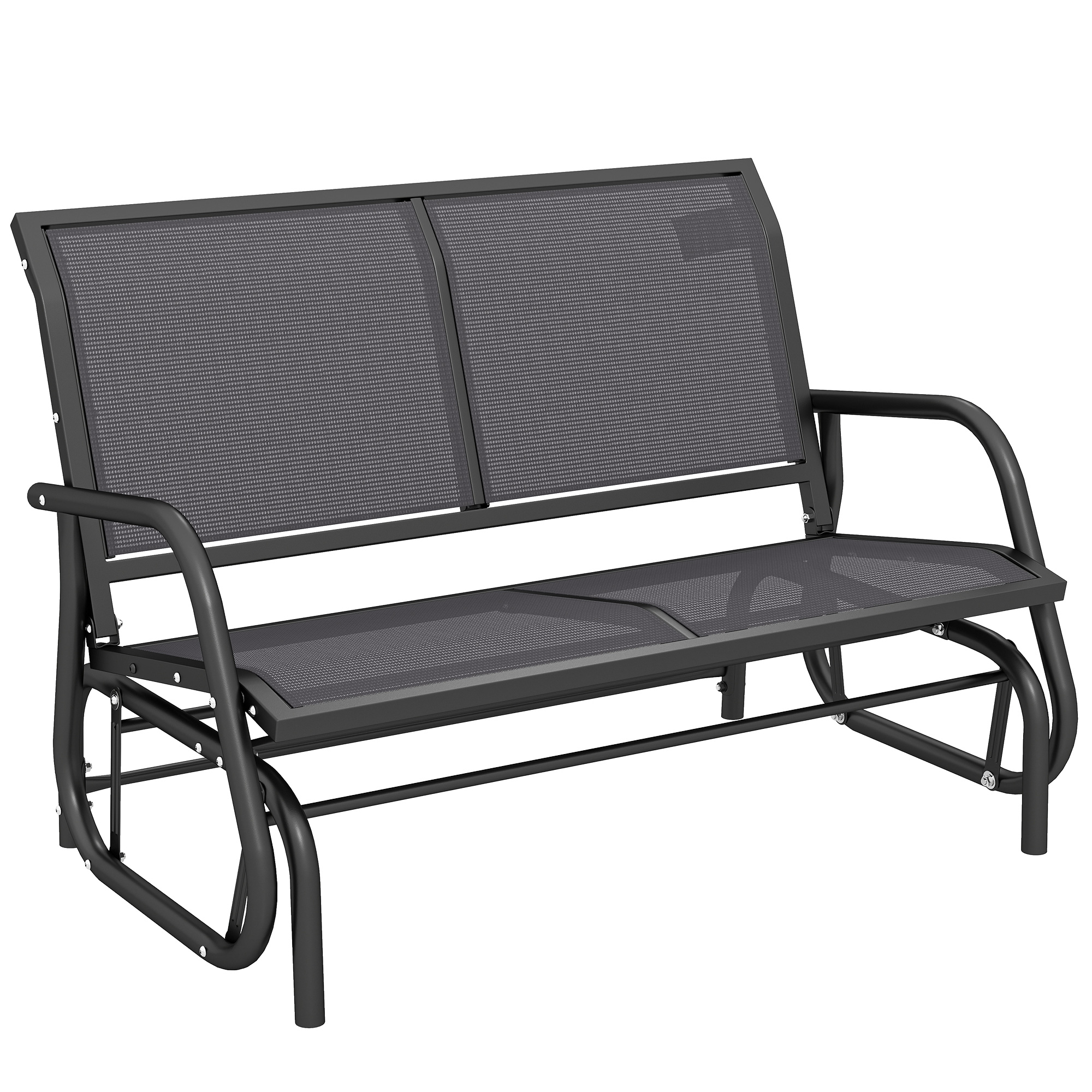 Outsunny Panchina a Dondolo 2 Posti da Giardino in Metallo e Tessuto a Rete, 120x70x85 cm, Grigio Aosom Italy