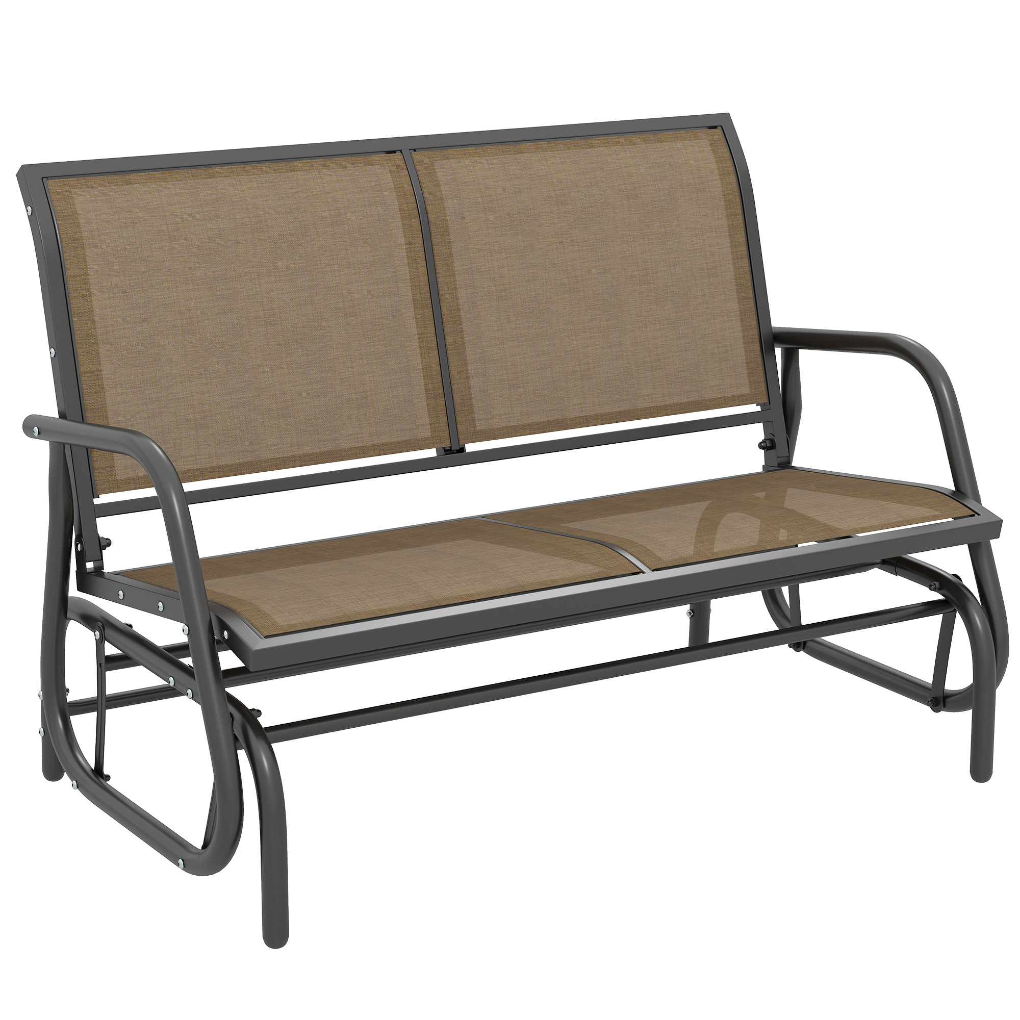 Outsunny Panchina a Dondolo 2 Posti da Giardino in Metallo e Tessuto a Rete, 120x70x85 cm, Marrone Chiaro Aosom Italy Outsunny Panchina a Dondolo 2 Posti da Giardino in Metallo e Tessuto a Rete, 120x70x85 cm, Marrone Chiaro Aosom Italy