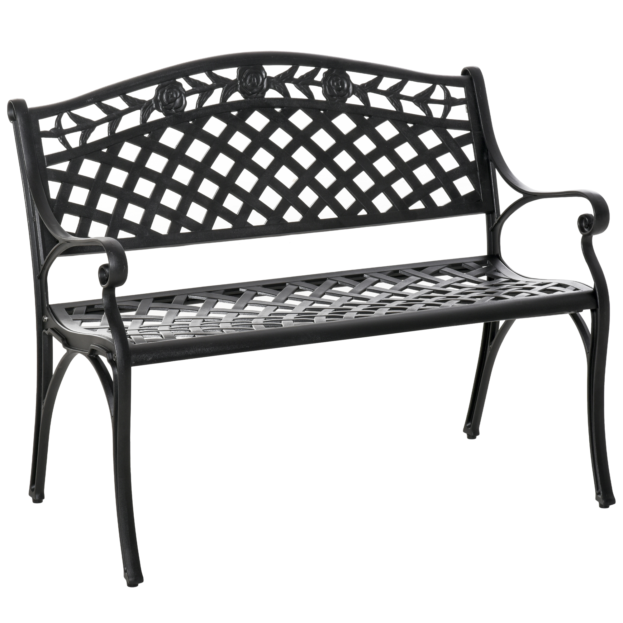 Outsunny Panchina da Giardino 2 Posti in Alluminio con Braccioli, Stile Rustico, 102,5x61x84 cm, Nero Aosom Italy Outsunny Panchina da Giardino 2 Posti in Alluminio con Braccioli, Stile Rustico, 102,5x61x84 cm, Nero Aosom Italy