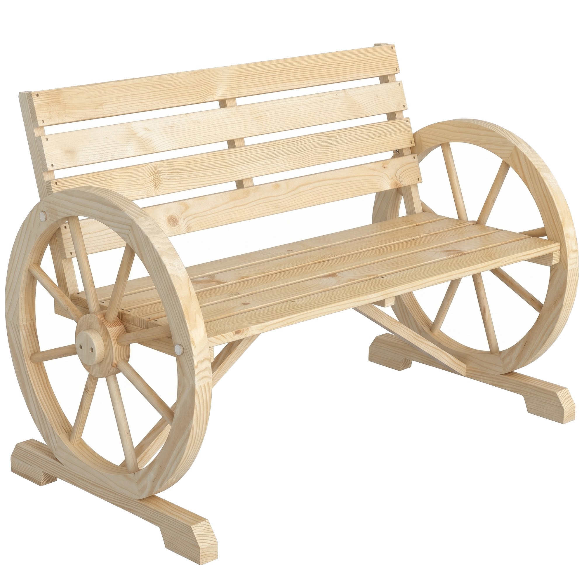 Outsunny Panchina da Giardino da 2 Posti con Braccioli a Ruota, Panchina da Esterno a Doghe in Legno di Abete, Stile Country, Panca per Terrazza Patio e Cortile, 105.5x56x79 cm, Color Legno Aosom Italy