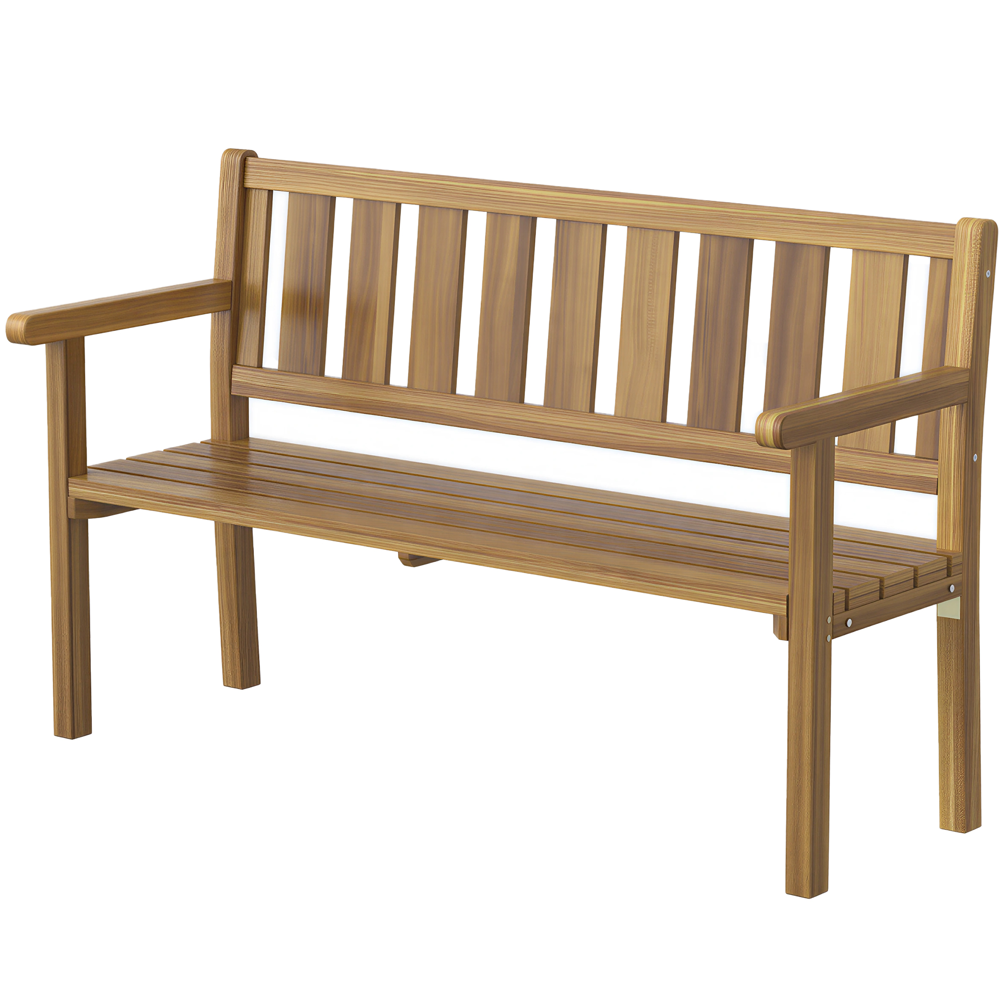 Outsunny Panchina da Giardino da 2 Posti Legno di Abete a Doghe, 150x57x93 cm, Color Teak Aosom Italy