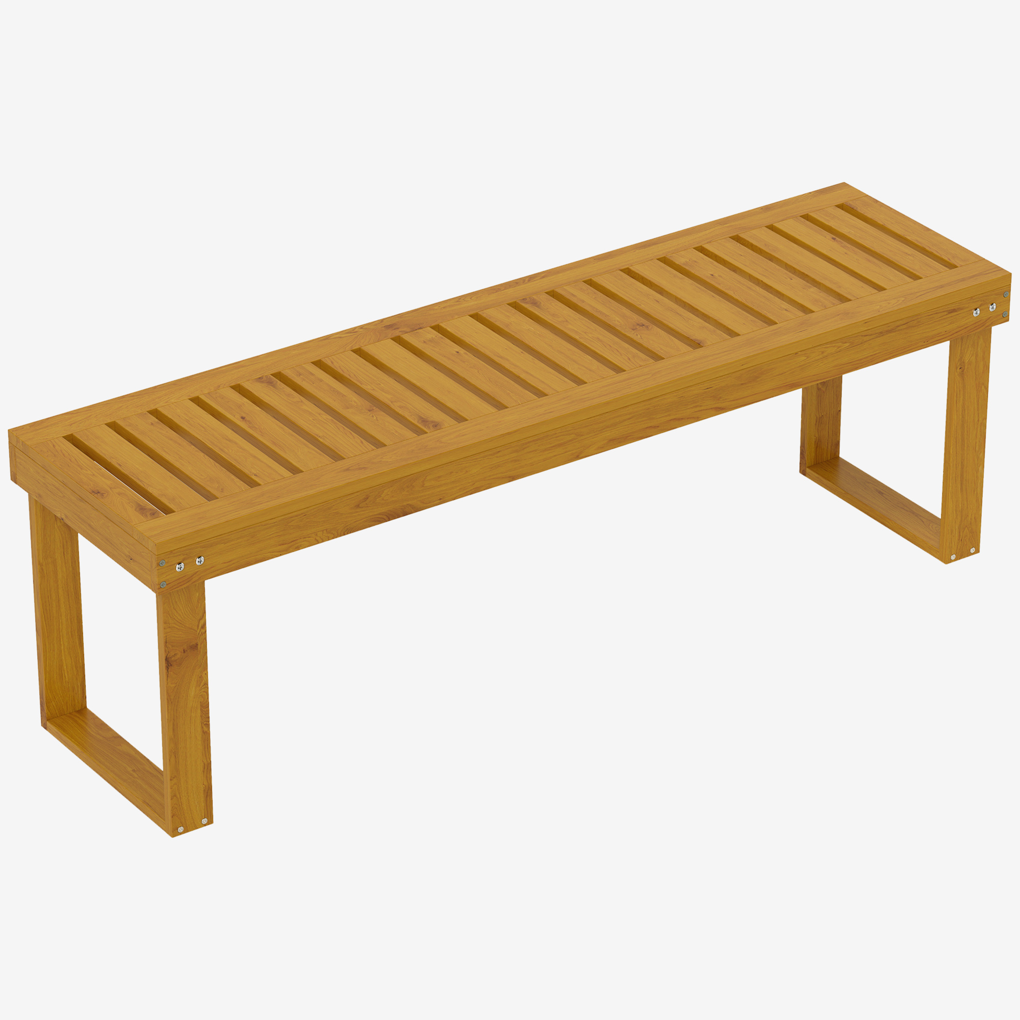 Outsunny Panchina da giardino in legno di pino 2 posti, seduta a doghe, 132 x 34 x 43 cm, legno naturale