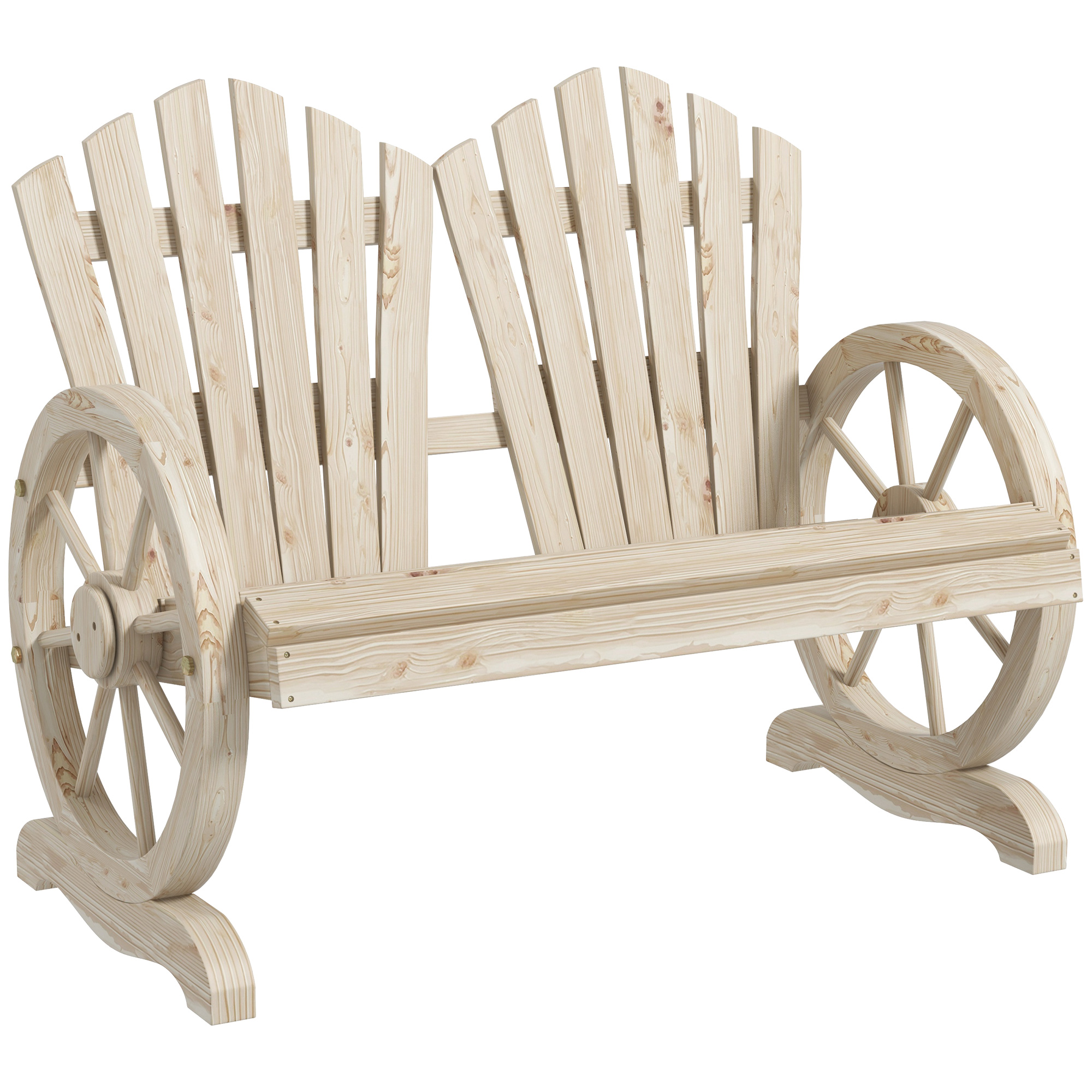 Outsunny Panchina da Giardino in Legno Stile Country con Braccioli a Ruota, 108x66x95cm, Legno Naturale Aosom Italy Outsunny Panchina da Giardino in Legno Stile Country con Braccioli a Ruota, 108x66x95cm, Legno Naturale Aosom Italy