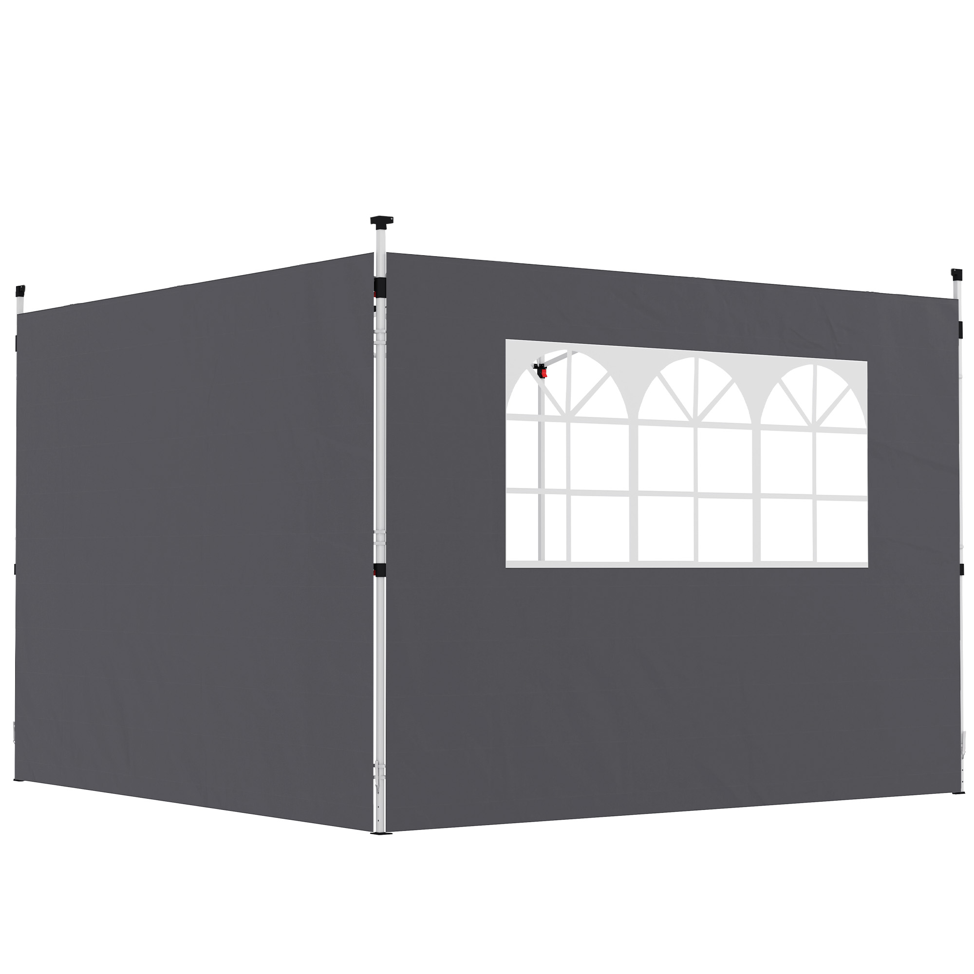 Outsunny Pannelli laterali per gazebo 3 x 3 m pannelli per tenda con finestra set di 2 tessuto Oxford grigio scuro Outsunny Pannelli laterali per gazebo 3 x 3 m pannelli per tenda con finestra set di 2 tessuto Oxford grigio scuro