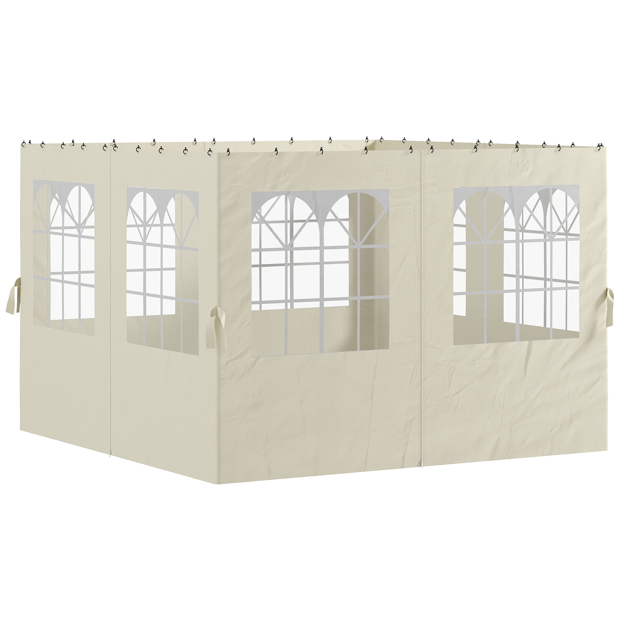 Outsunny Pannelli laterali per gazebo, 4 pannelli laterali per gazebo da giardino, con cerniera, gazebo 3 x 4 m, bianco crema Aosom Italy