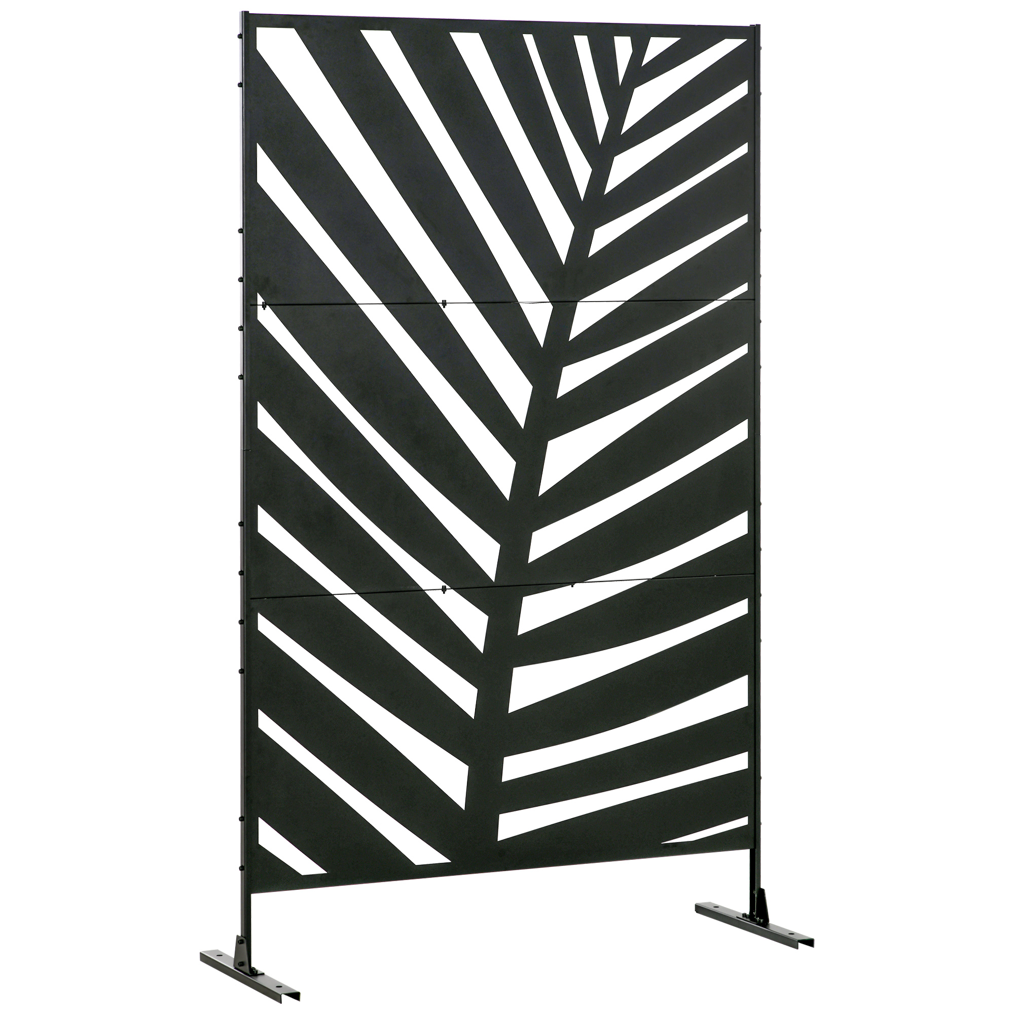 Outsunny Pannello Privacy Esterno in Metallo, 122 x 198 cm, Divisorio Decorativo con Supporto e Viti di Espansione, Pannello Autoportante per Giardino, Terrazza, Piscina, Foglia di Banana Aosom Italy
