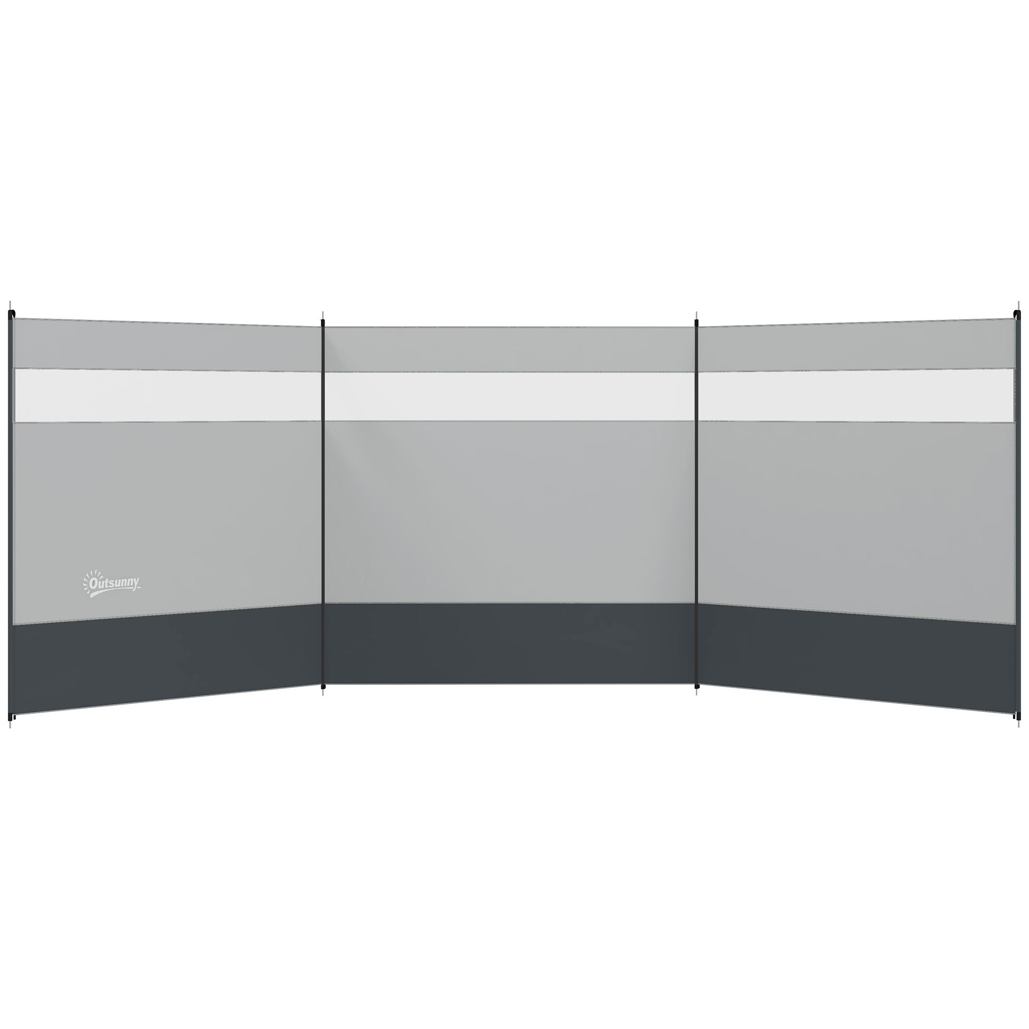 Outsunny Paravento campeggio pieghevole con pali e borsa, 440x140 cm, Grigio chiaro Aosom Italy