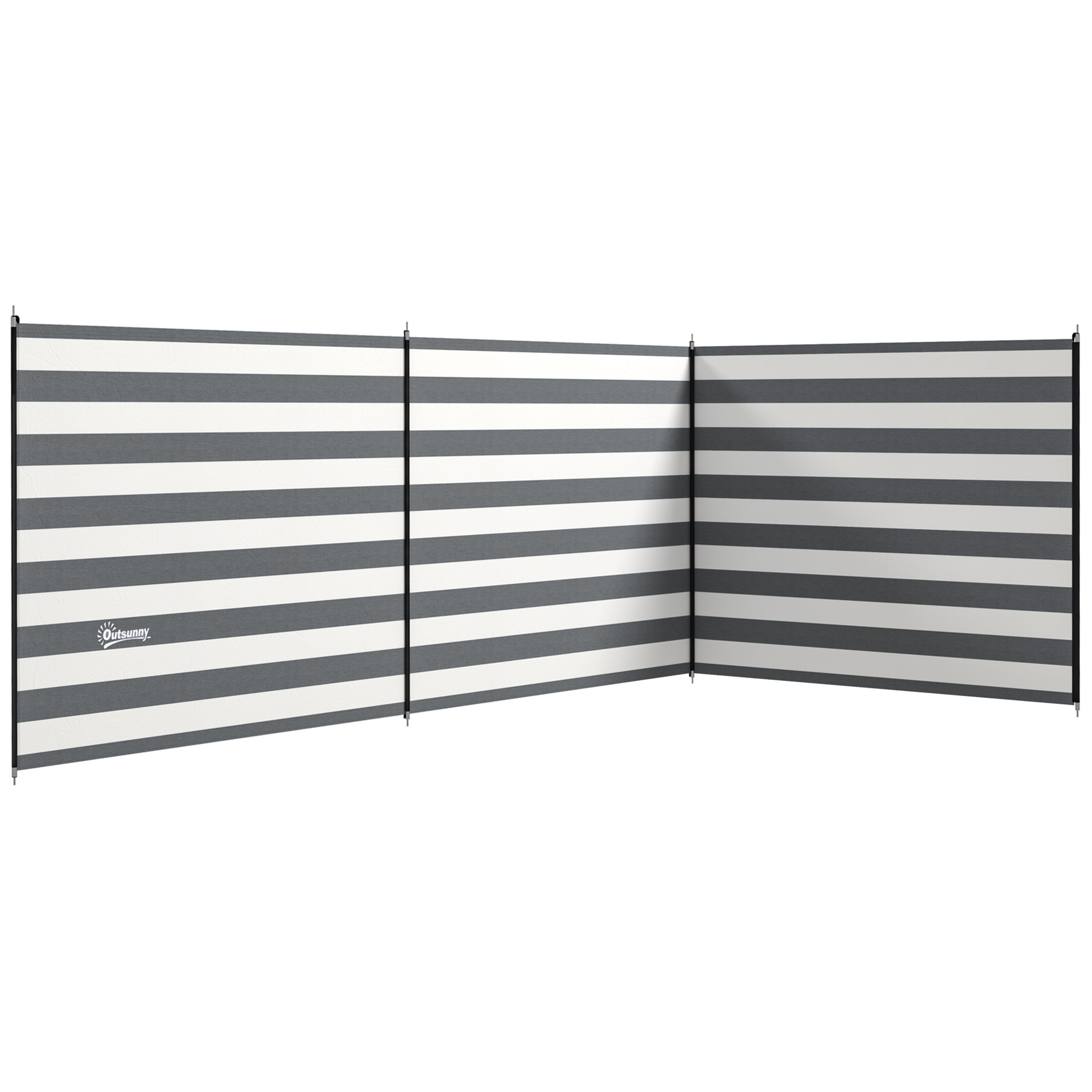 Outsunny Paravento da Spiaggia Pieghevole Frangivista in Poliestere con Barre in Acciaio, 540x150 cm, Grigio