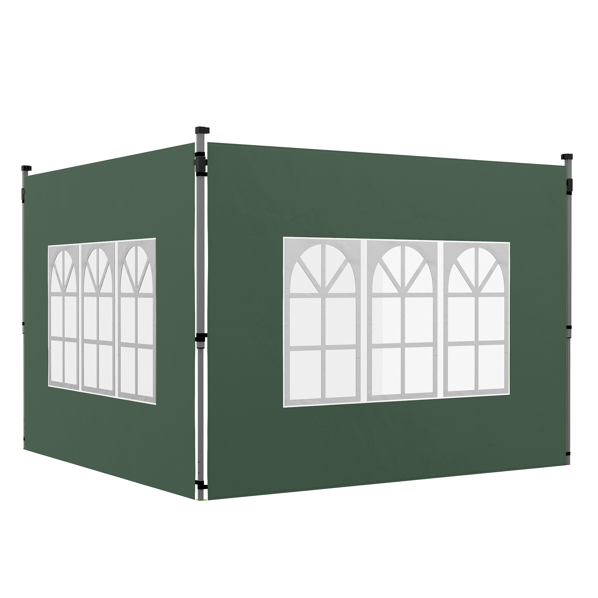 Outsunny Pareti Laterali per Gazebo 3 x 3 / 3 x 4 m 2 Pannelli in Tessuto Oxford 295x195 cm con Finestra per Feste Verde Aosom Italy