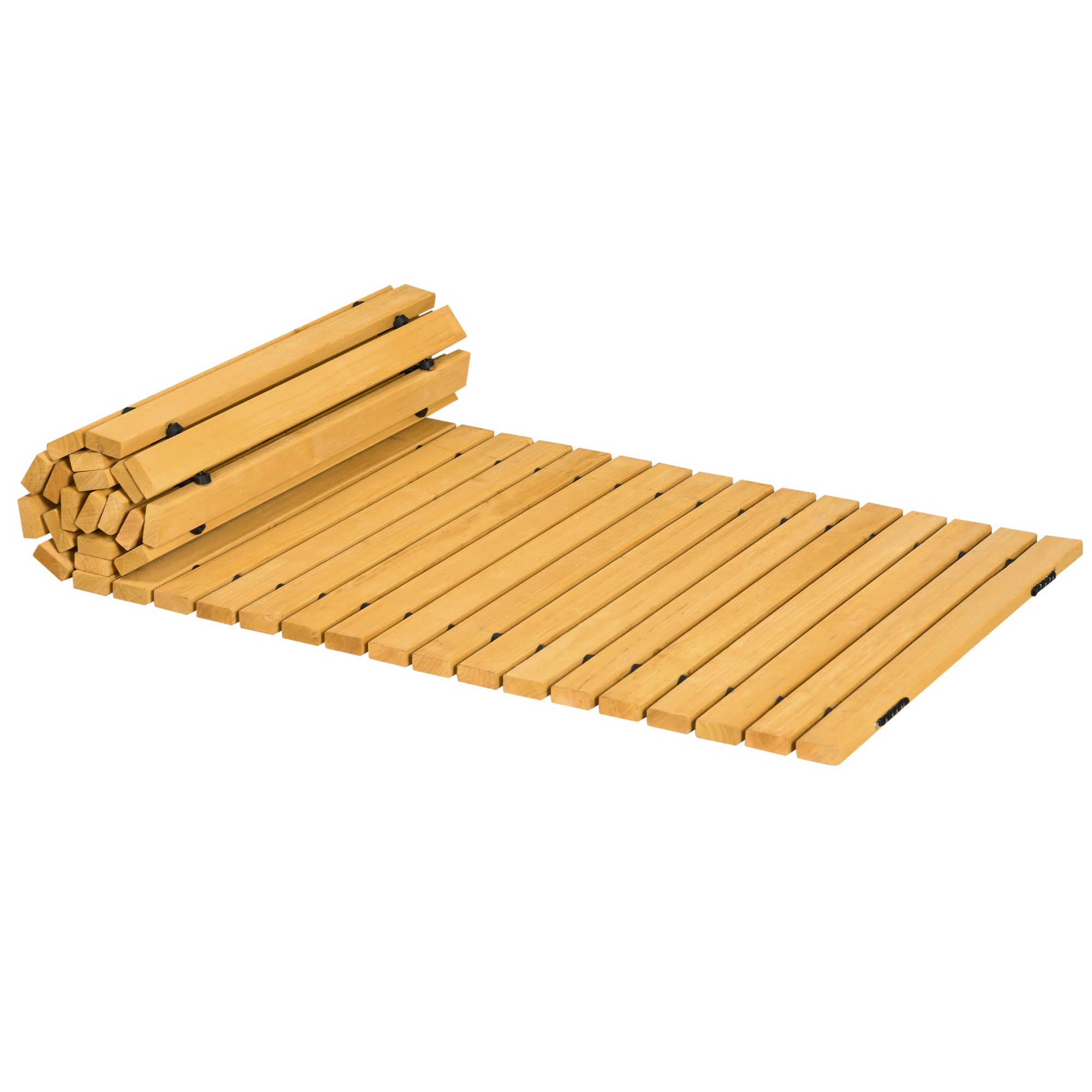Outsunny Passerella per Giardino a Doghe Arrotolabili e Semi Flessibile, in Legno di Abete, 185x60 cm, Giallo Aosom Italy