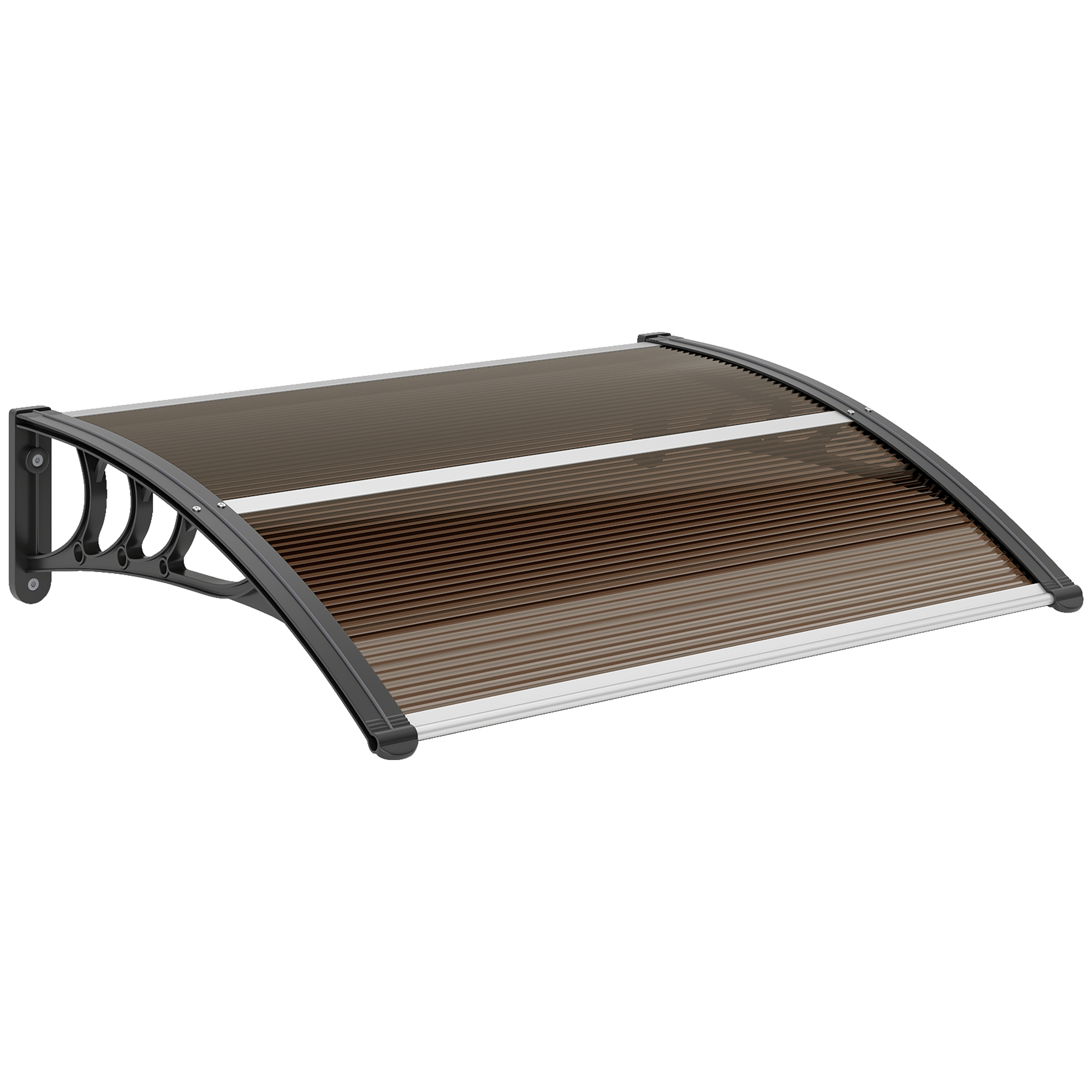 Outsunny Pensilina da Esterni Impermeabile e Anti-UV, in PC, PP e Alluminio, 75x100x23 cm, Marrone e Nero Aosom Italy Outsunny Pensilina da Esterni Impermeabile e Anti-UV, in PC, PP e Alluminio, 75x100x23 cm, Marrone e Nero Aosom Italy