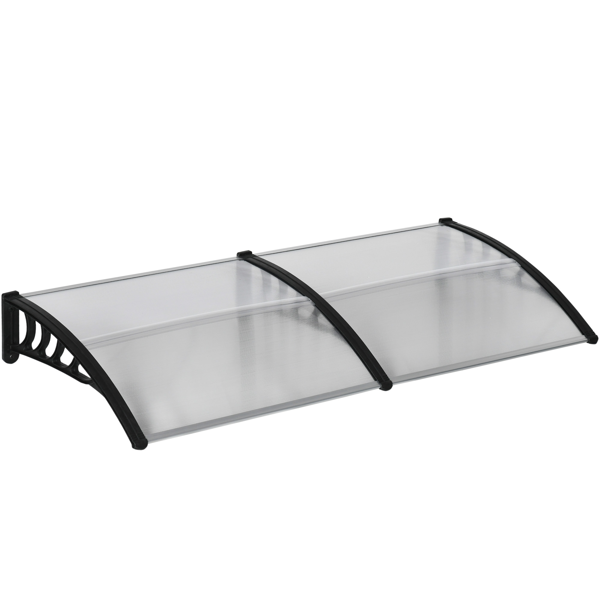 Outsunny Pensilina da Esterno per Finestre e Porte in Policarbonato e Alluminio, 200x100x26cm, Trasparente