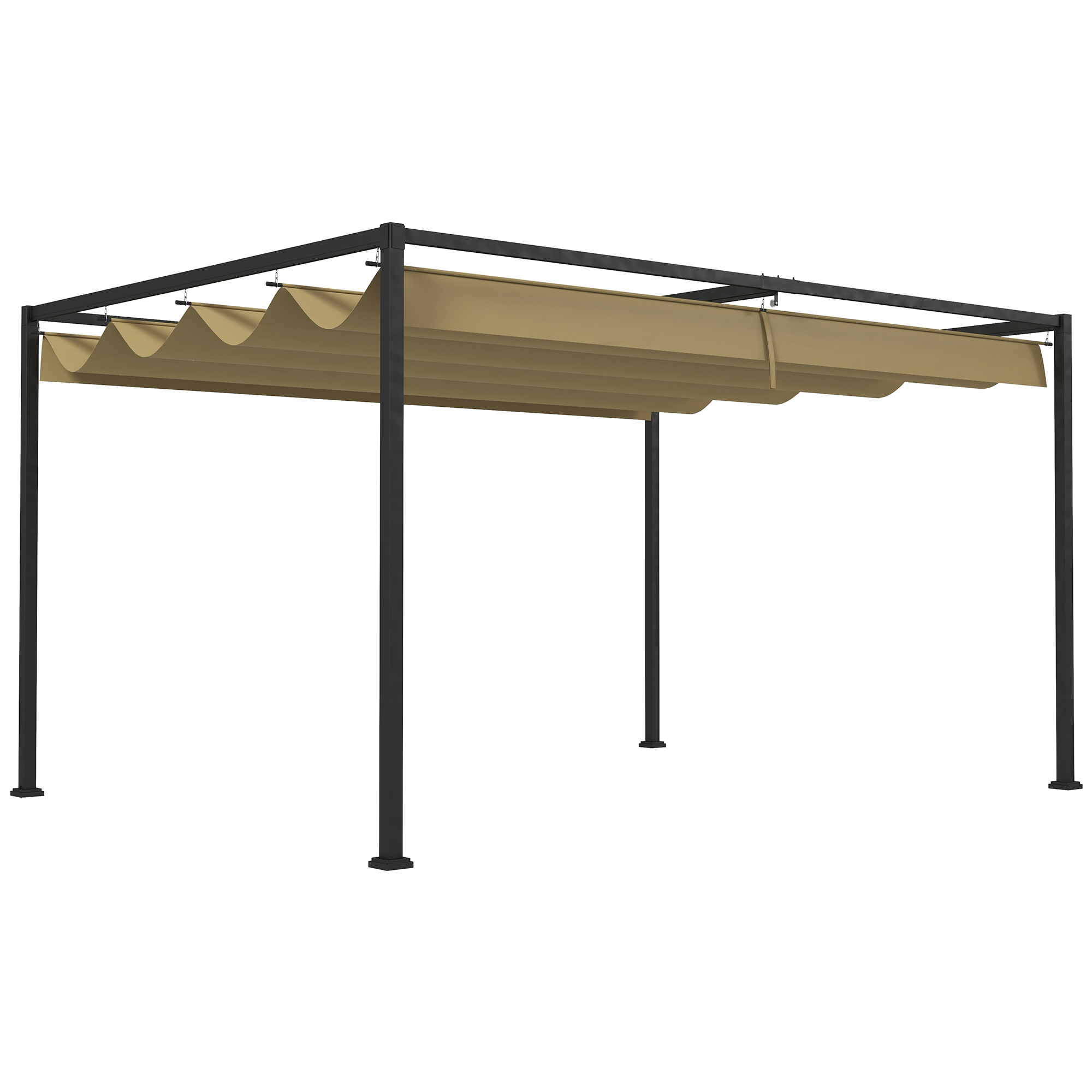 Outsunny Pergola coulissante retrattile per giardino, struttura in metallo e 180 g/m², grigio scuro Aosom Italy Outsunny Pergola coulissante retrattile per giardino, struttura in metallo e 180 g/m², grigio scuro Aosom Italy