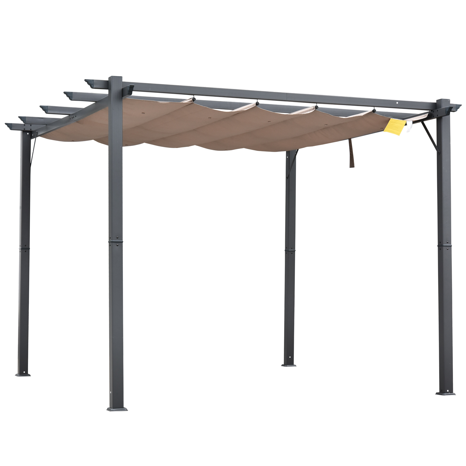Outsunny Pergola da Giardino 3x3 m con Tettuccio Retrattile Anti UV e Telaio in Alluminio, Grigio Aosom