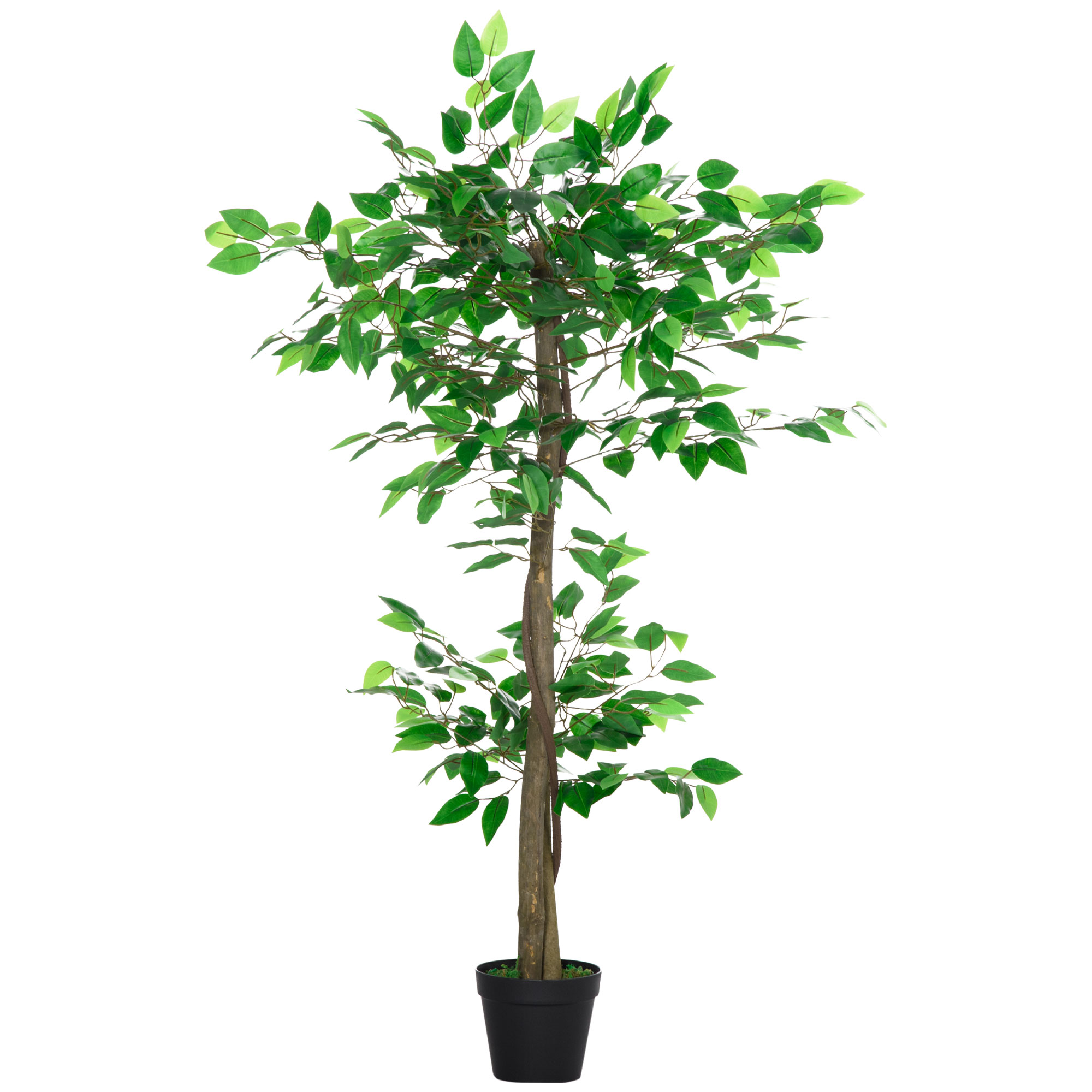 Outsunny Pianta Artificiale Albero del Tè con 546 Foglie Realistiche e Vaso Cemento 120 cm Verde Aosom Italy