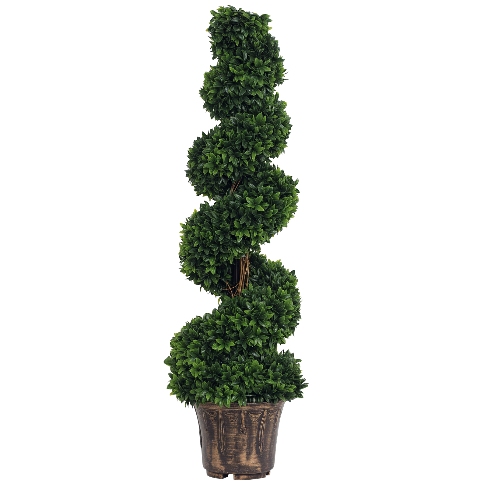 Outsunny Pianta Artificiale Bosso a Spirale (Ф32cm x 120cm), Verde Decorativo per Interni ed Esterni, con Vaso Incluso Aosom