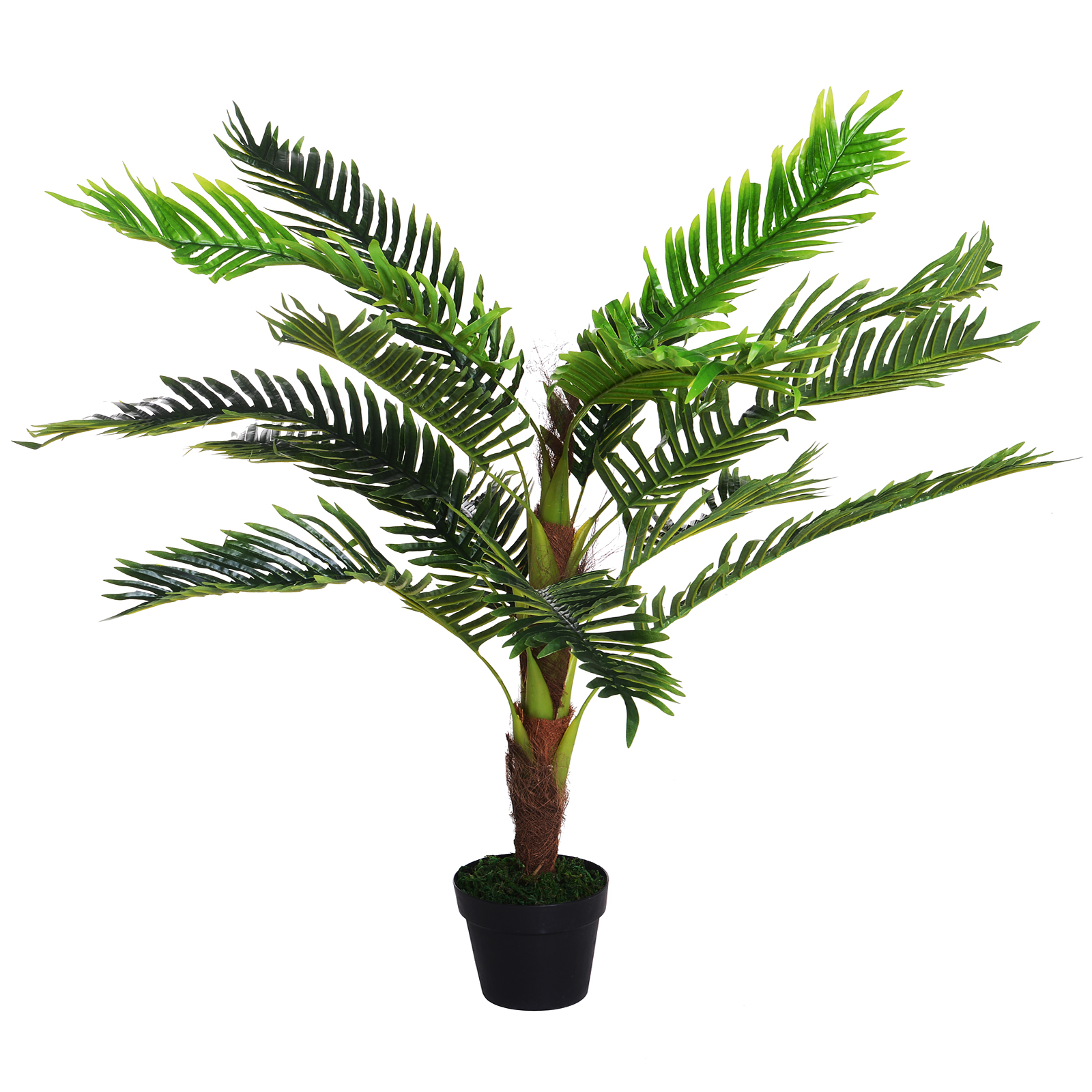 Outsunny Pianta Artificiale Palma Cycas Alta 123cm per Interno ed Esterno con Vaso Incluso Aosom