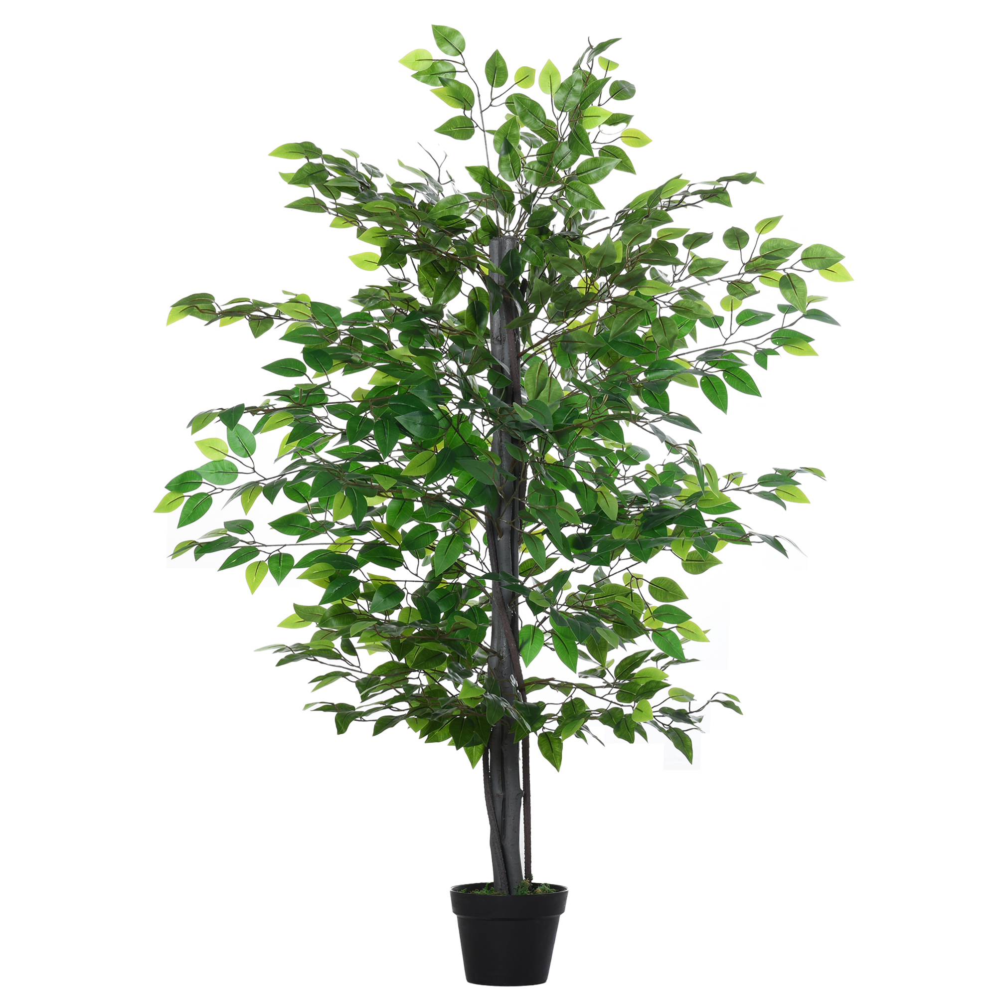 Outsunny Pianta Finta da Interno in Vaso con 756 Foglie, Albero Baniano Artificiale H145cm, Verde Aosom