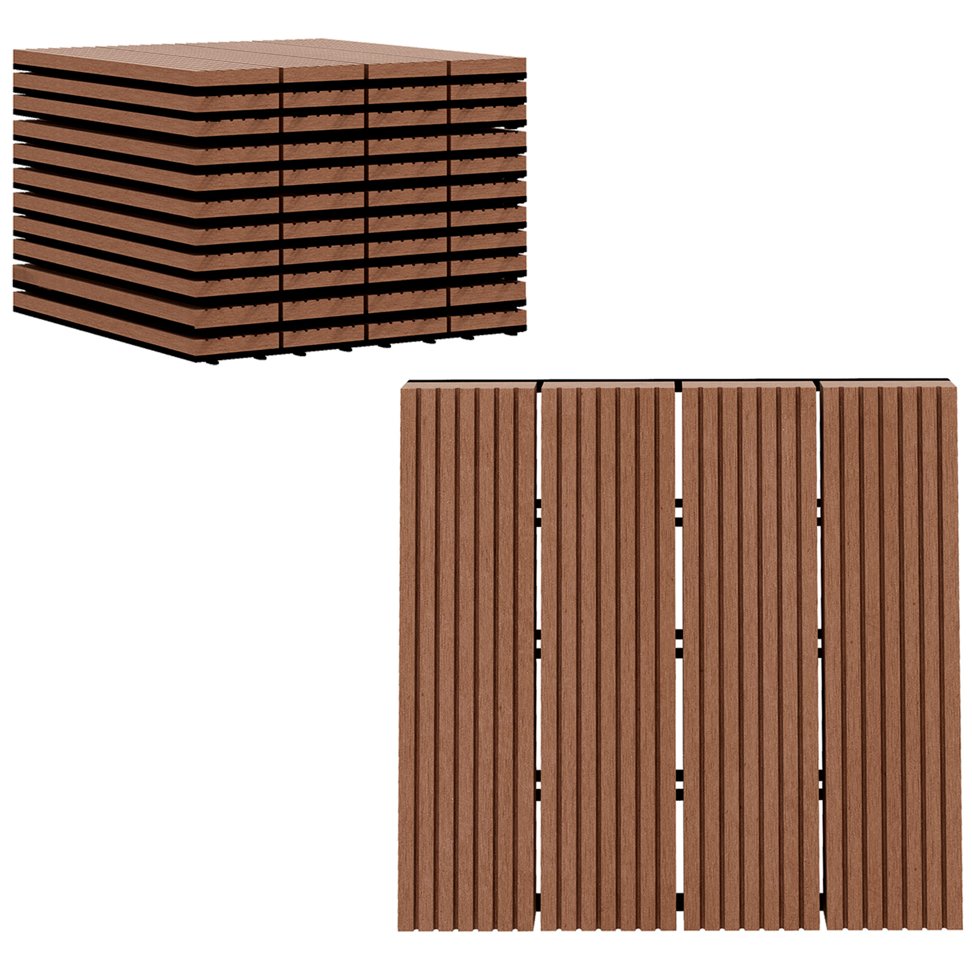 Outsunny Piastrelle da Giardino Marrone Incastrabili, Set da 11 Mattonelle per Esterno 30x30 cm, Facile Installazione Aosom Outsunny Piastrelle da Giardino Marrone Incastrabili, Set da 11 Mattonelle per Esterno 30x30 cm, Facile Installazione Aosom