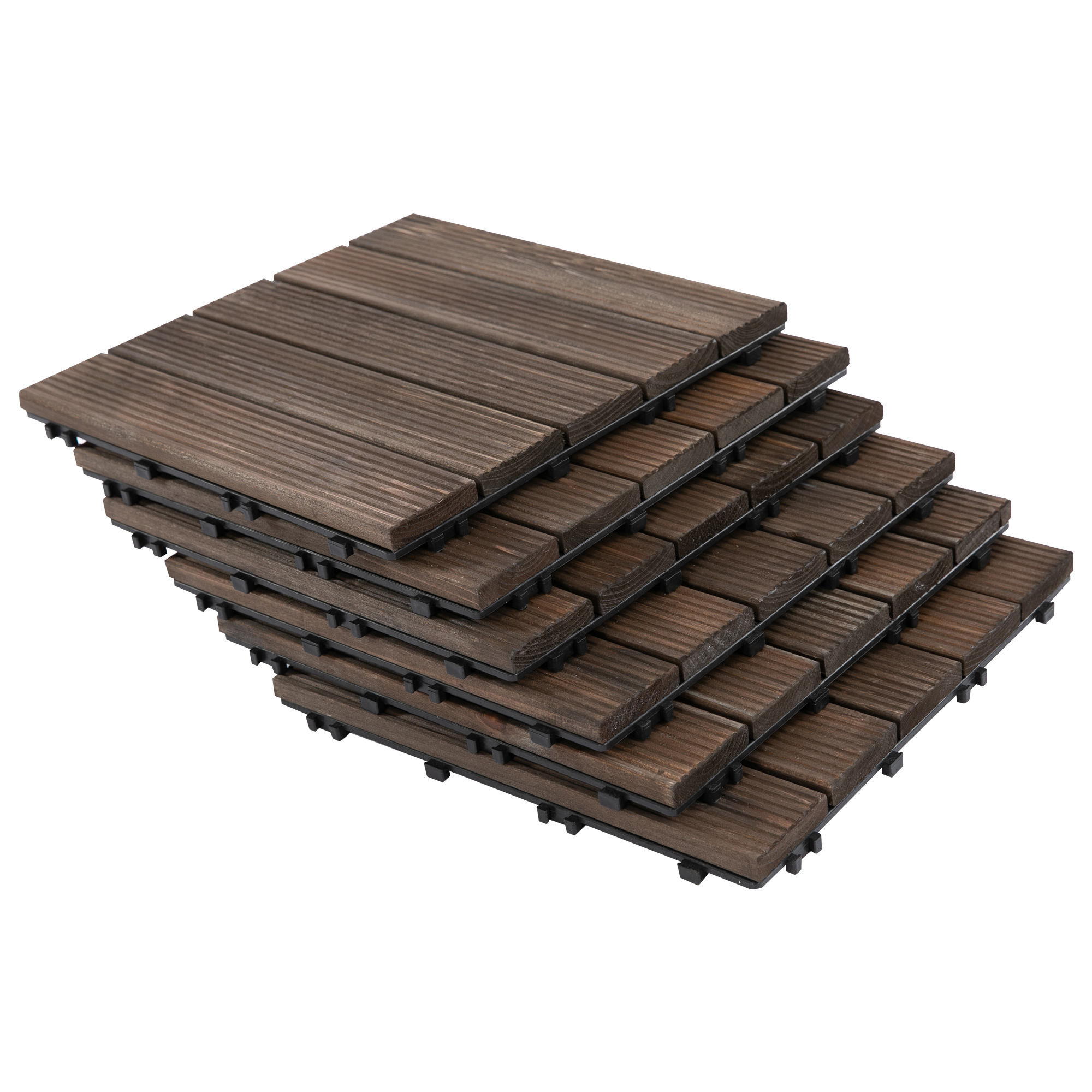 Outsunny Piastrelle per Esterni Pavimento in Legno, Set 27 Pezzi Montaggio a Incastro, 30x30x2.5 cm Aosom