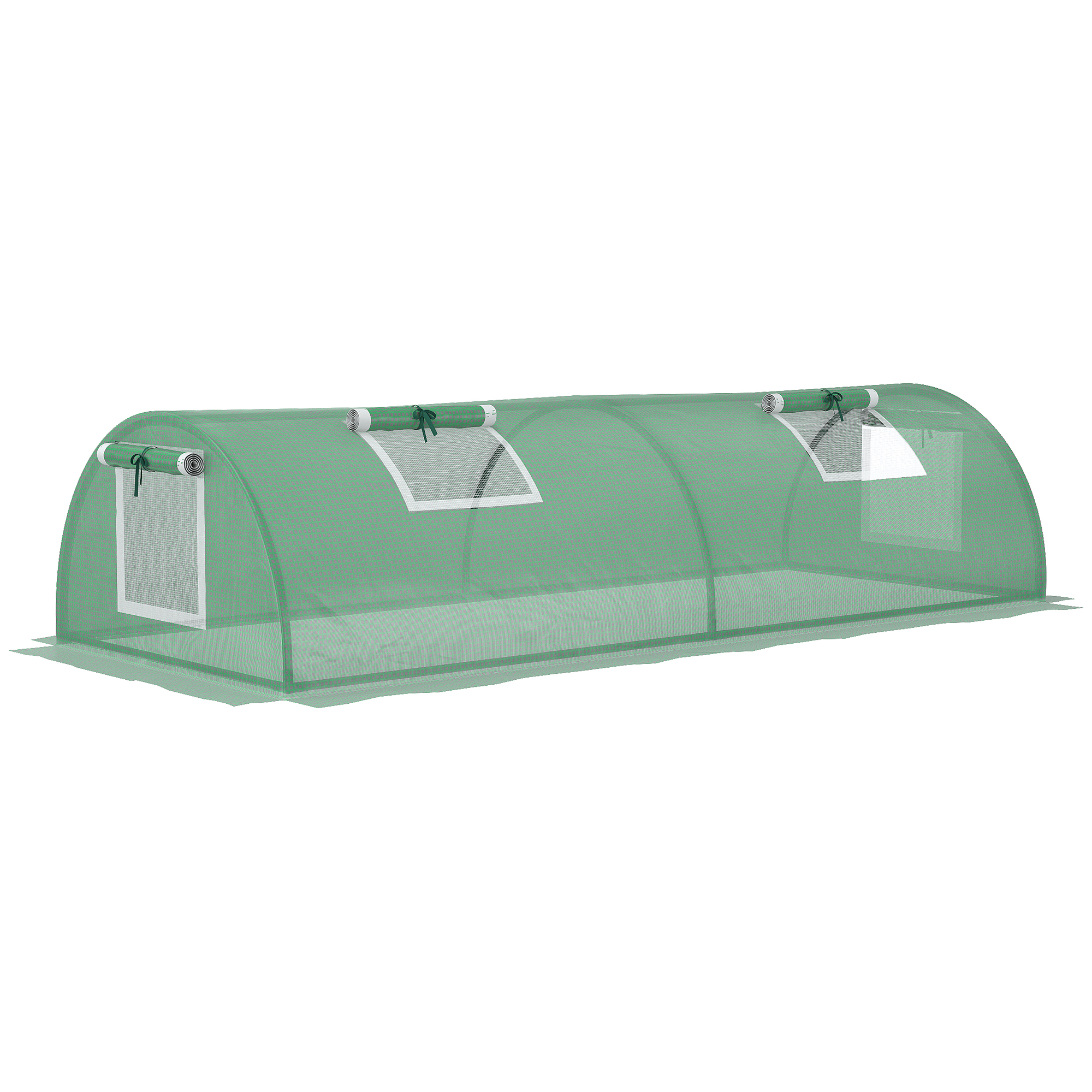 Outsunny Piccola serra per coltivazione di piante con 4 finestre, telaio in acciaio e copertura in PE anti-UV 200x80x45 cm Verde Aosom Italy
