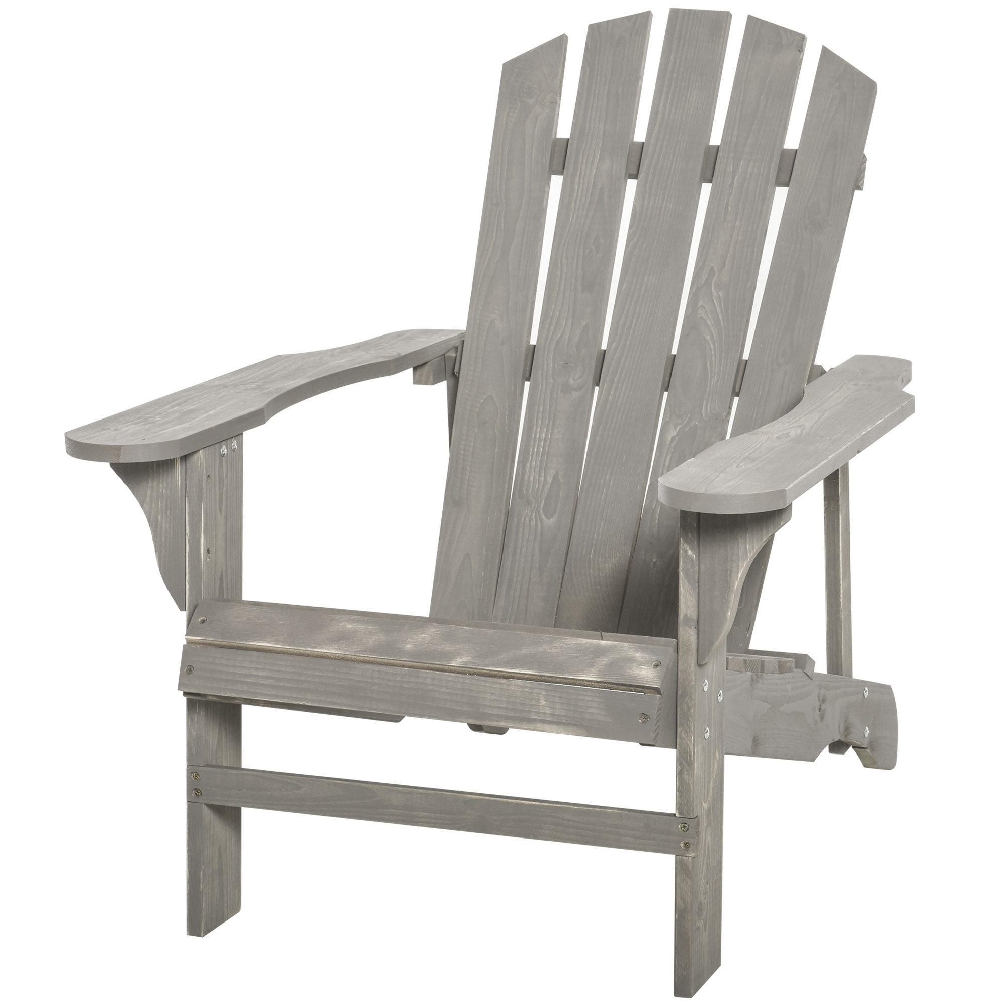 Outsunny Poltrona adirondack Poltrona da Giardino Poltrona da Esterno dim. 78L x 89P x 88H cm Legno Massiccio Abete Grigio Effetto Invecchiato per Giardino, Terrazza e Balcone