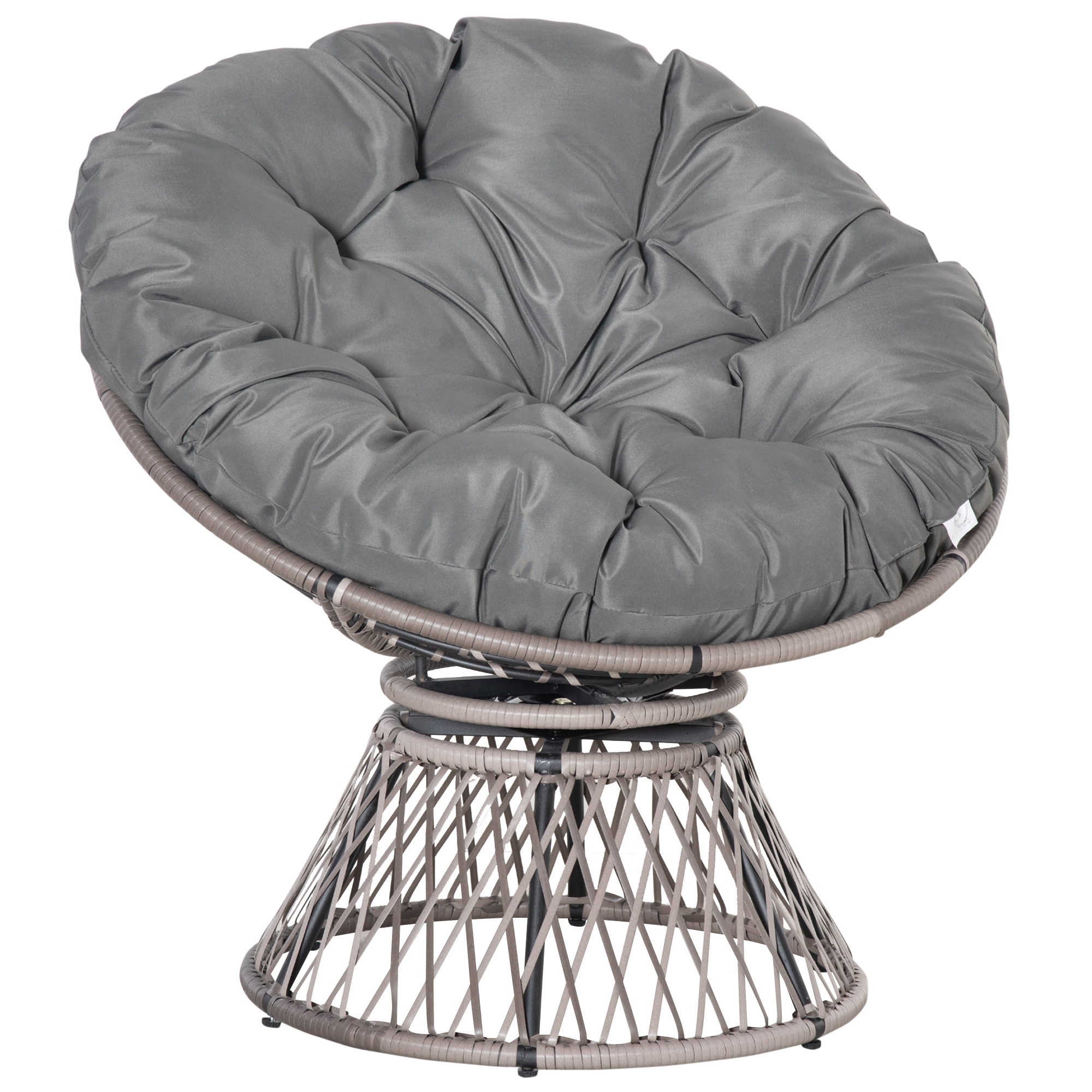 Outsunny Poltrona Sedia Papasan Girevole a 360° con Cuscino Giardino Rattan 87 × 97 × 90cm Nero Outsunny Poltrona Sedia Papasan Girevole a 360° con Cuscino Giardino Rattan 87 × 97 × 90cm Nero