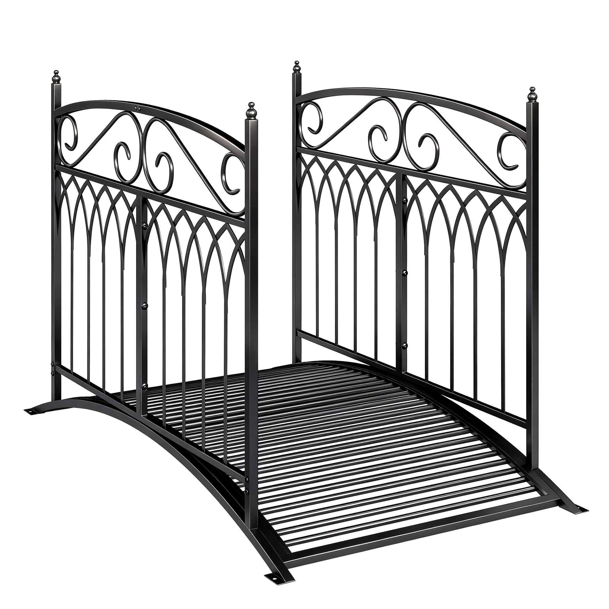 Outsunny Ponte da giardino in metallo 135,5 cm Ponte per laghetto con parapetti di sicurezza Look antico Resistente alla ruggine Montaggio semplice Aosom Italy