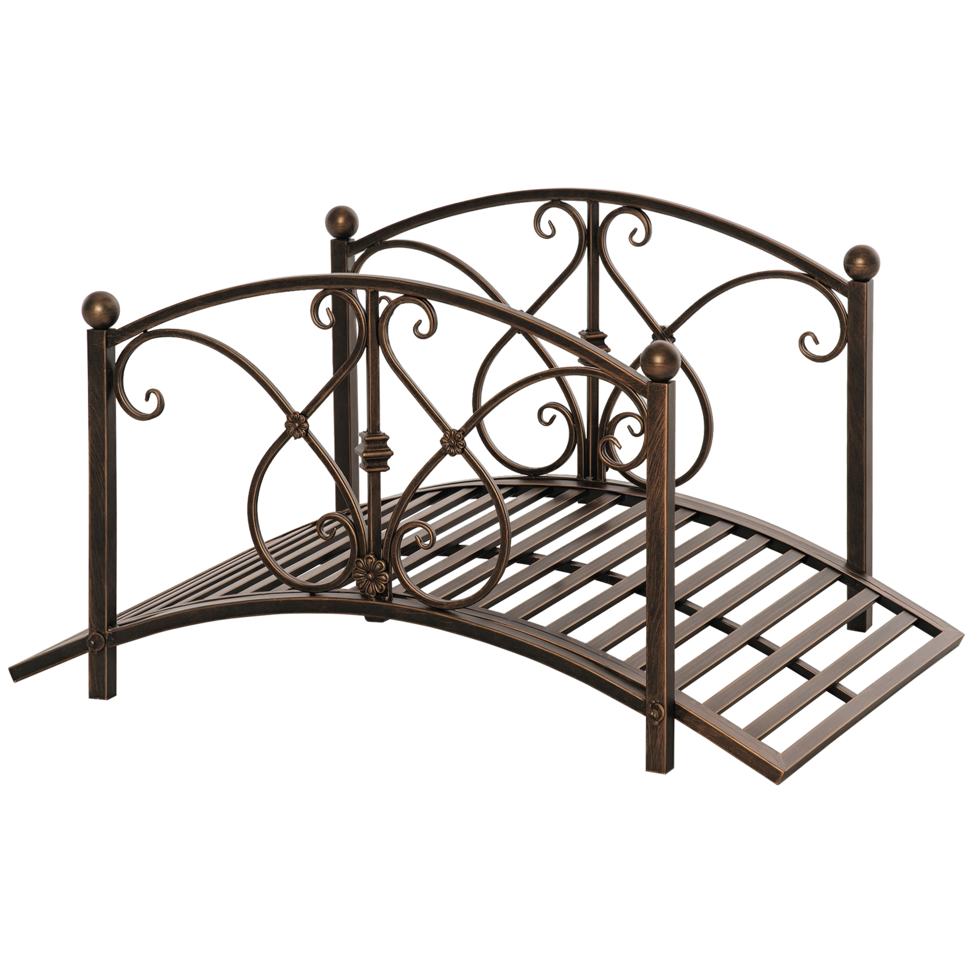 Outsunny Ponticello da Giardino Vintage in Metallo, Ponte Decorativo con Elementi Floreali, 99x68x53cm, Bronzo Aosom Outsunny Ponticello da Giardino Vintage in Metallo, Ponte Decorativo con Elementi Floreali, 99x68x53cm, Bronzo Aosom