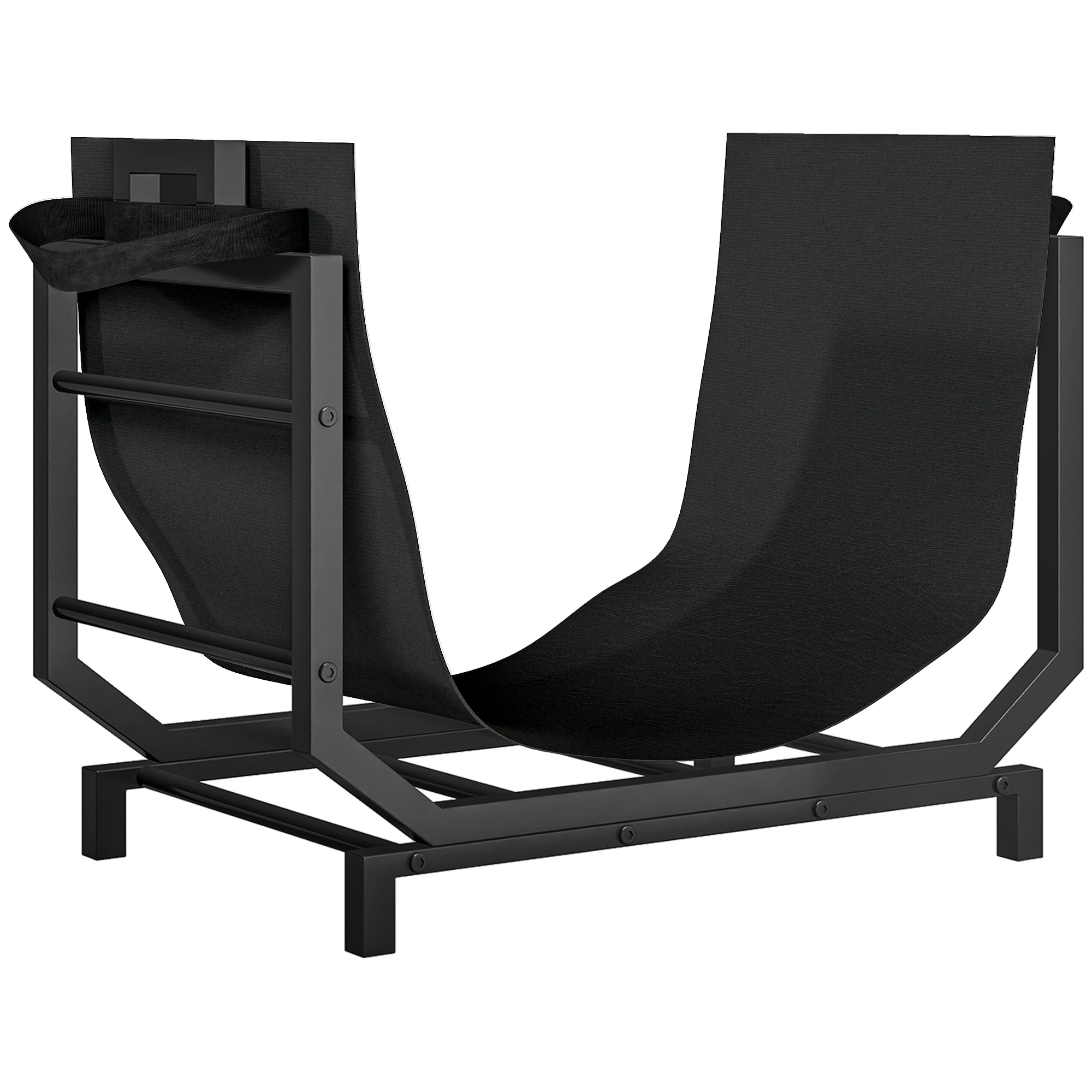 Outsunny Porta Legna in Metallo con Borsa da Trasporto Rimovibile in Tessuto Oxford, 53x33x43 cm, Nero Aosom Italy