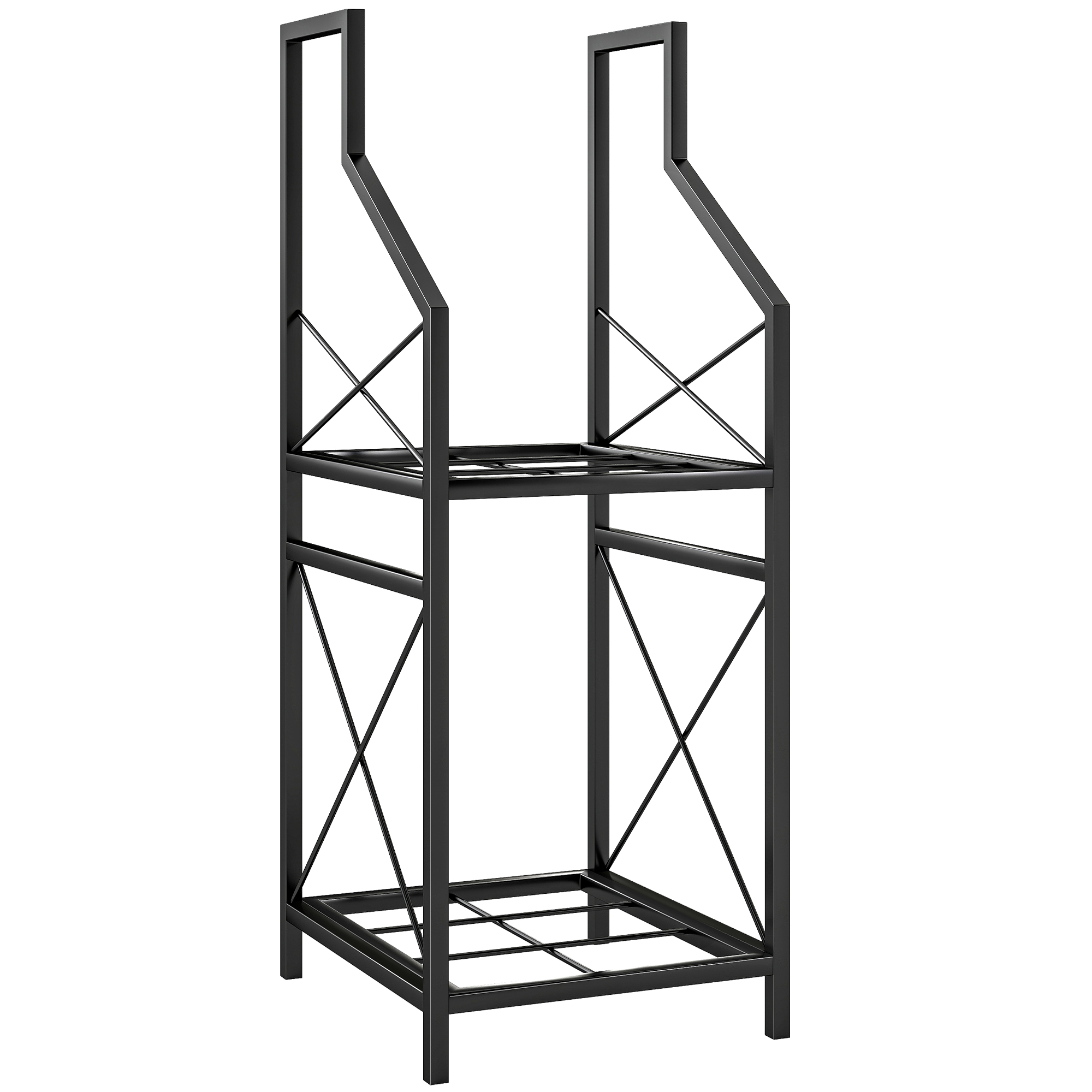 Outsunny Portalegna a 2 Livelli in Metallo con Base Rialzata, 34x30x80 cm, Nero Aosom Italy