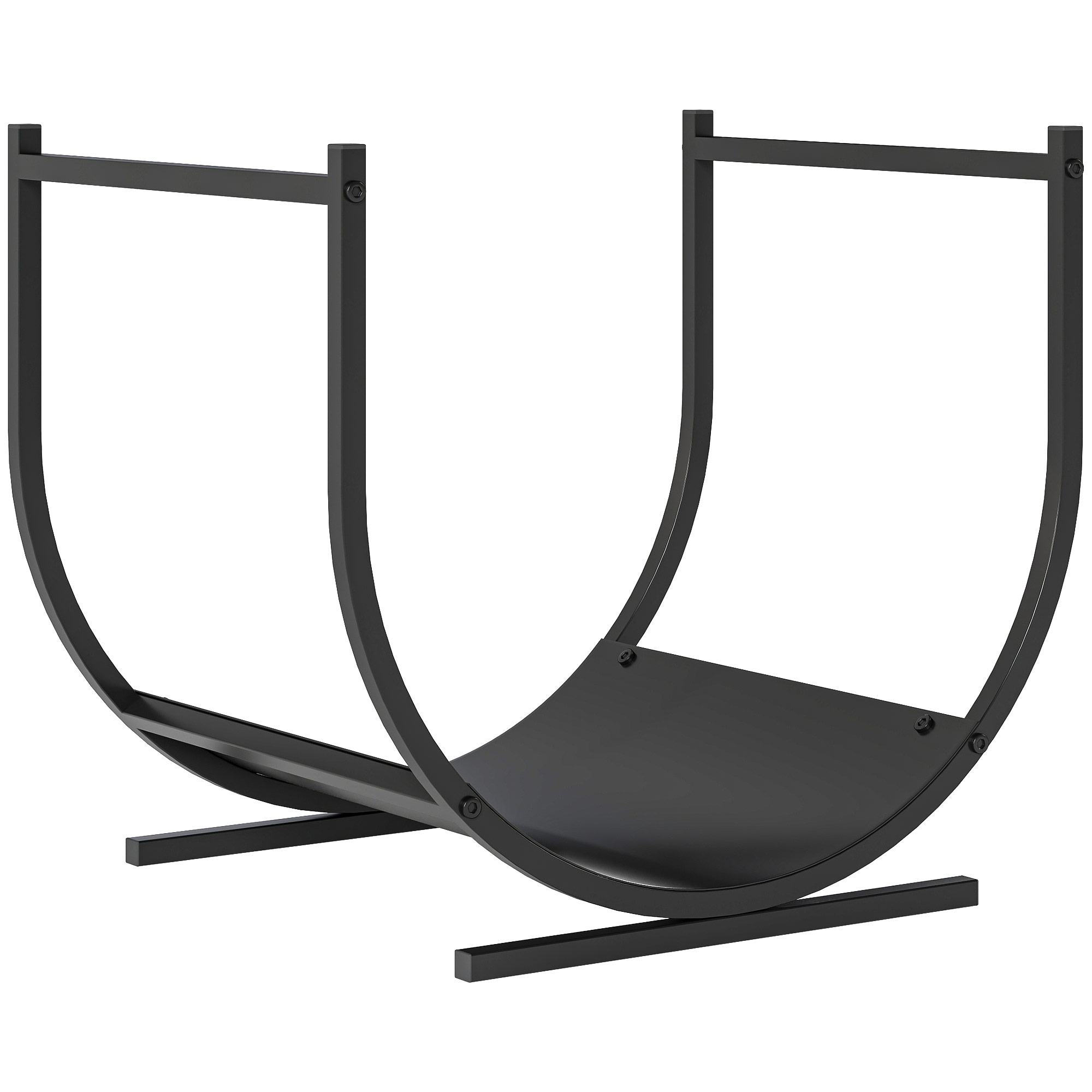 Outsunny Portalegna da camino curvo, robusto, per interno ed esterno, struttura in metallo, 43 x 33 x 38 cm, Nero Aosom Italy