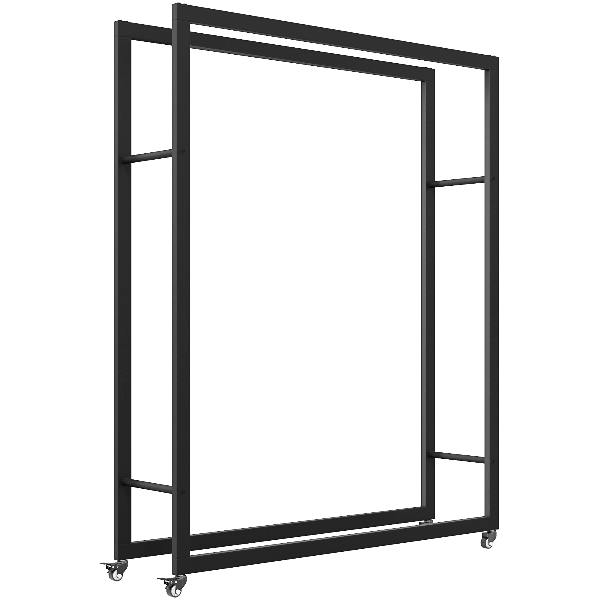 Outsunny Portalegna da Esterno e Interno con Ruote, Legnaia in Acciaio con Capacità 0.43m³, 120x32x151cm, Nero
