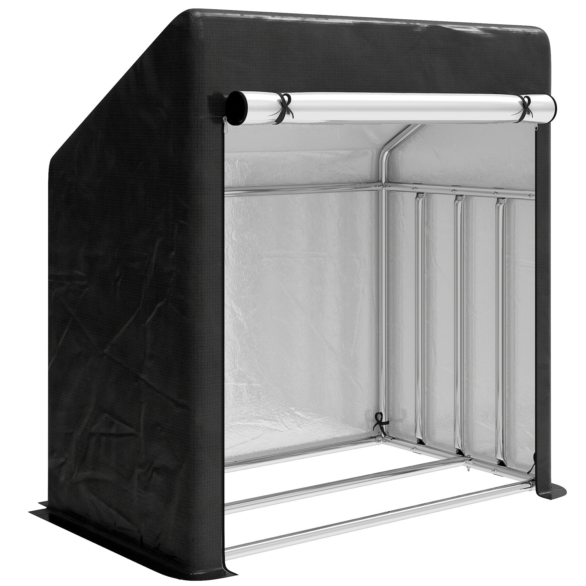 Outsunny Portalegna da Esterno in Acciaio Rinforzato con Copertura Impermeabile, 100x60x110 cm, Nero Aosom Italy